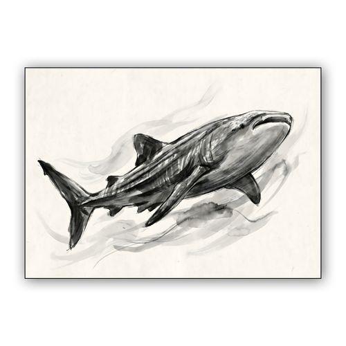 Monochrome Predator: Ink Shark wall art poster