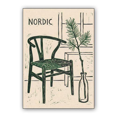 Nordic Still Life: The Wishbone Chair wall art poster