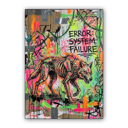 System Failure Bionic Wolf Graffiti wall art poster