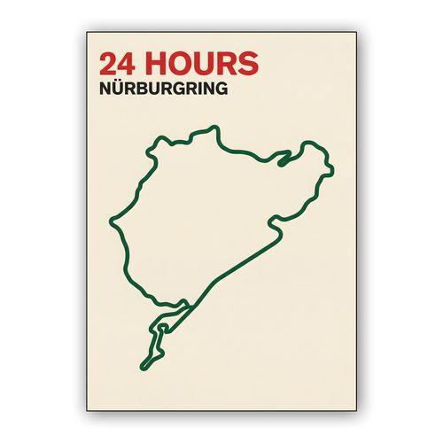 Nürburgring 24 Hours Minimalist Track Map wall art poster