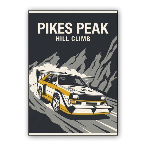 Audi Quattro S1 E2 Pikes Peak Hill Climb Illustration wall art poster
