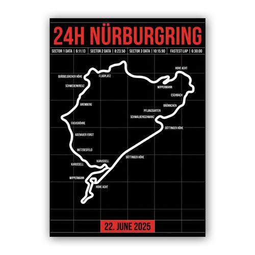 Nürburgring 24H Nordschleife Track Map Graphic wall art poster