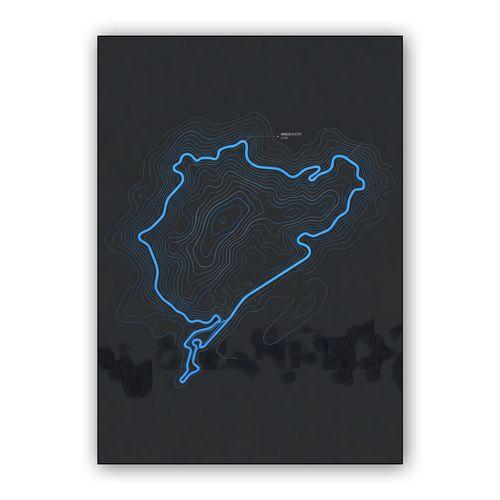 Nordschleife: Topographic Circuit Blueprint wall art poster