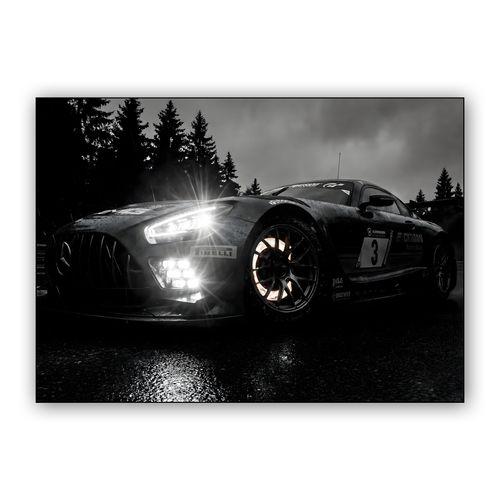 Endurance Glow: Mercedes-AMG GT3 in the Rain wall art poster
