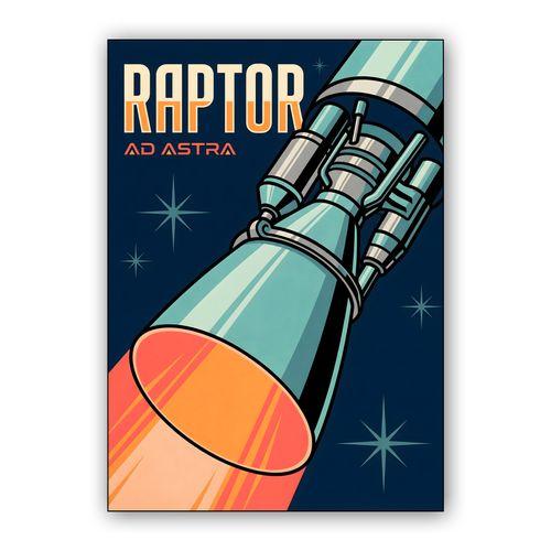 Ad Astra: Raptor Engine Retro Poster wall art poster