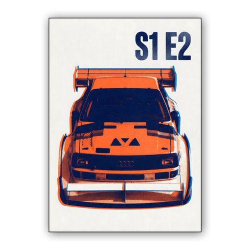 Audi Sport Quattro S1 E2: Halftone Rally Icon wall art poster