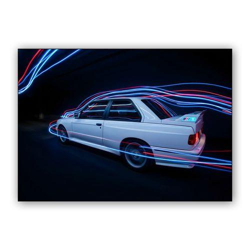 Neon Velocity: BMW E30 M3 Light Painting wall art poster