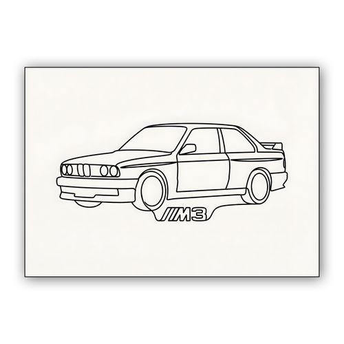 BMW E30 M3: Minimalist Line Art Study wall art poster
