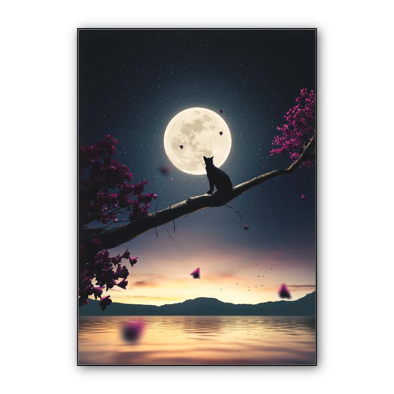 Cat Moon and Stars 3D