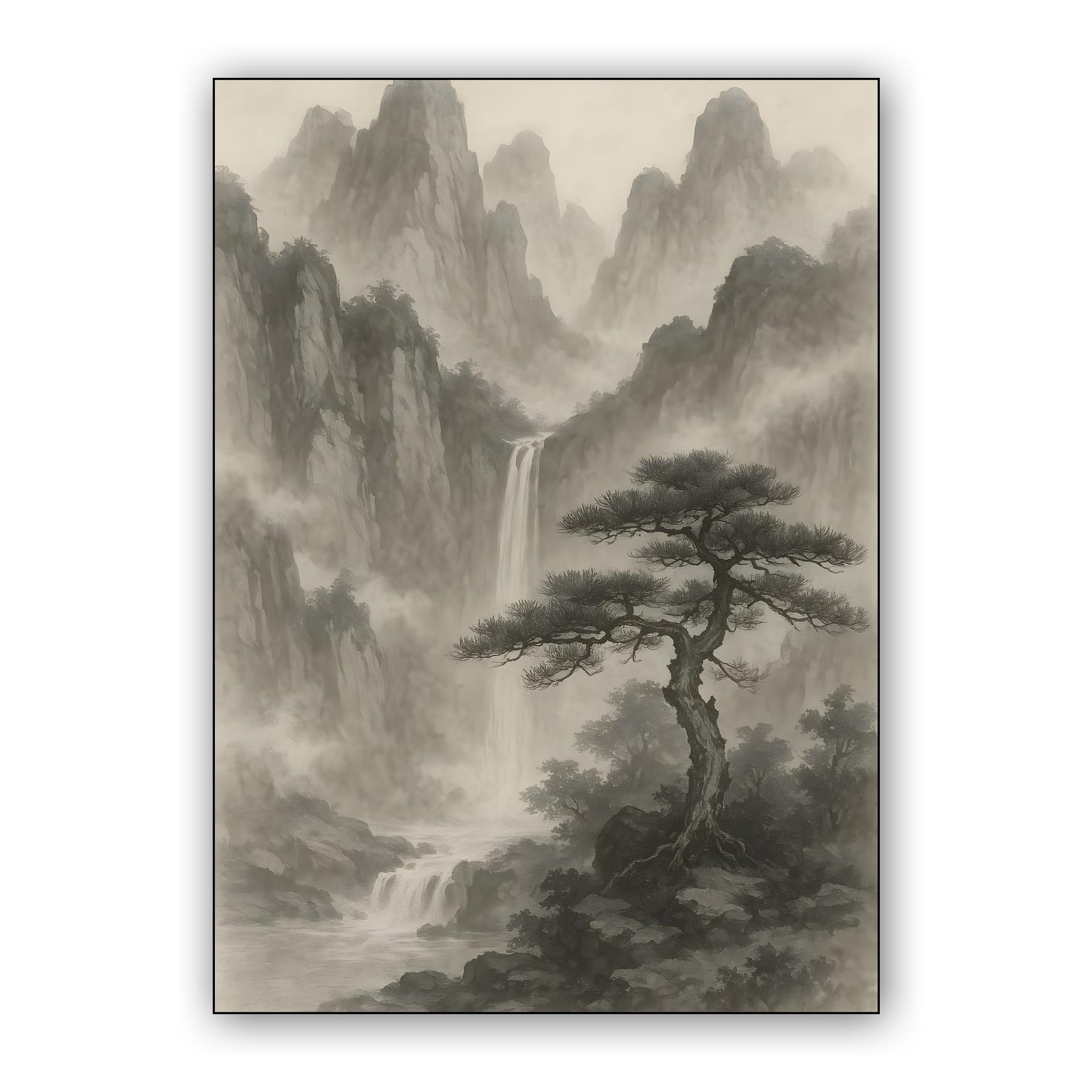 Ancient Pine and Misty Peaks