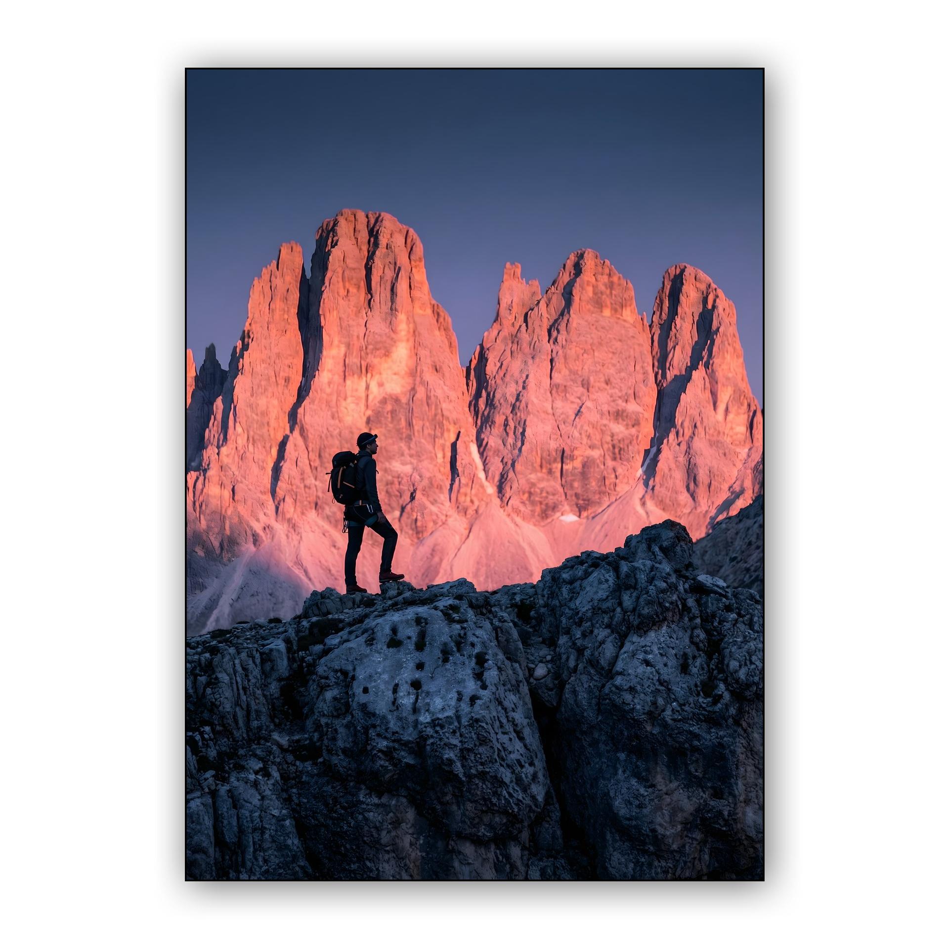 Tre Cime Sunset Hiker Photography