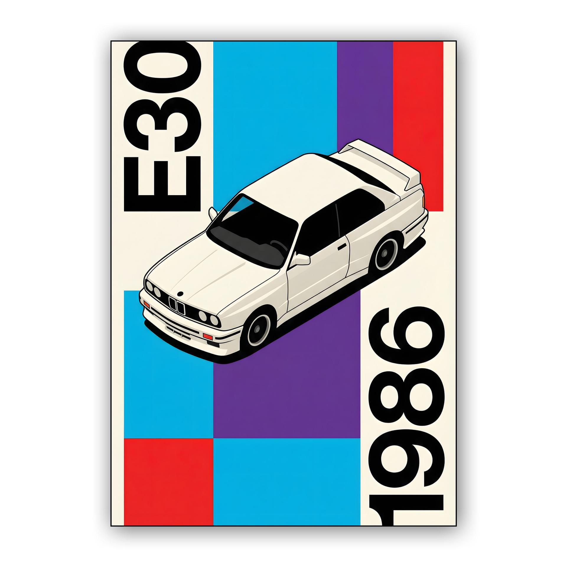 BMW E30 1986 Geometric Poster