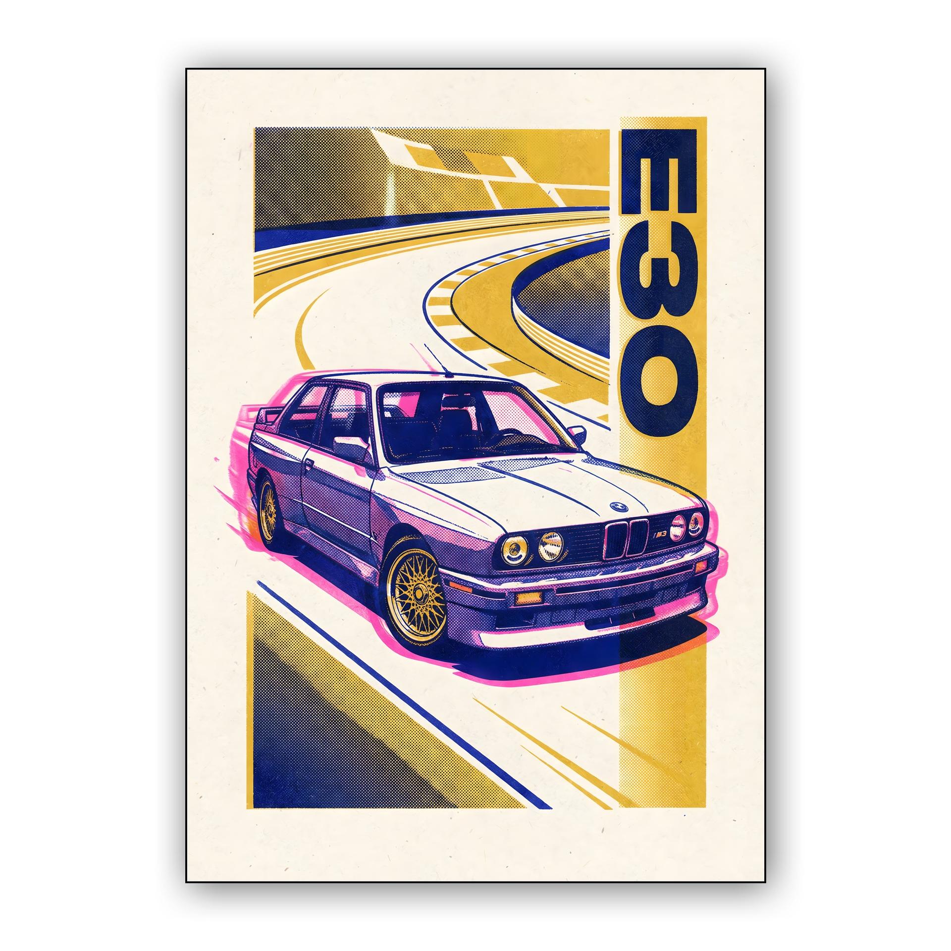 BMW E30 M3 Retro Track Pop Art