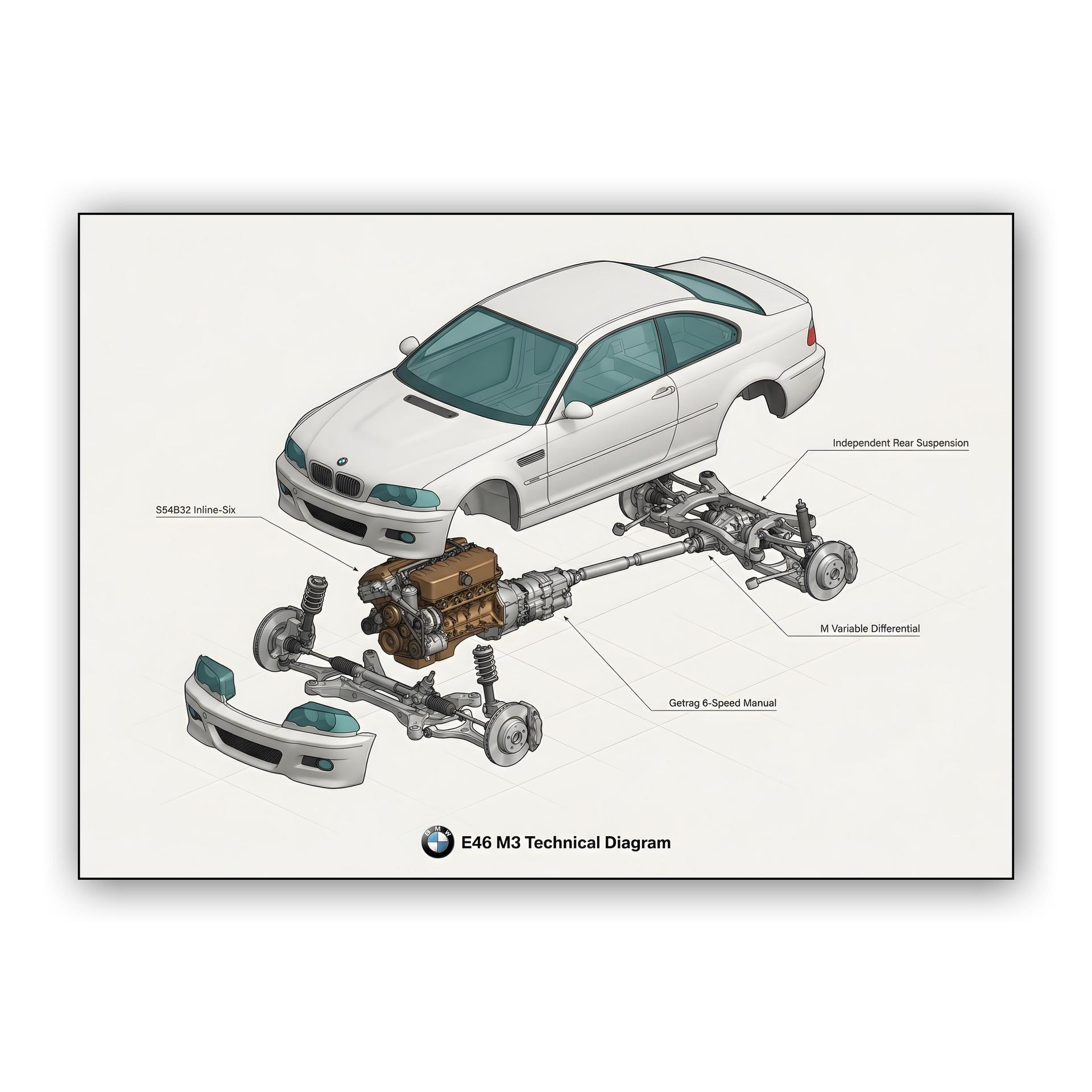 BMW E46 M3 Exploded Technical Diagram