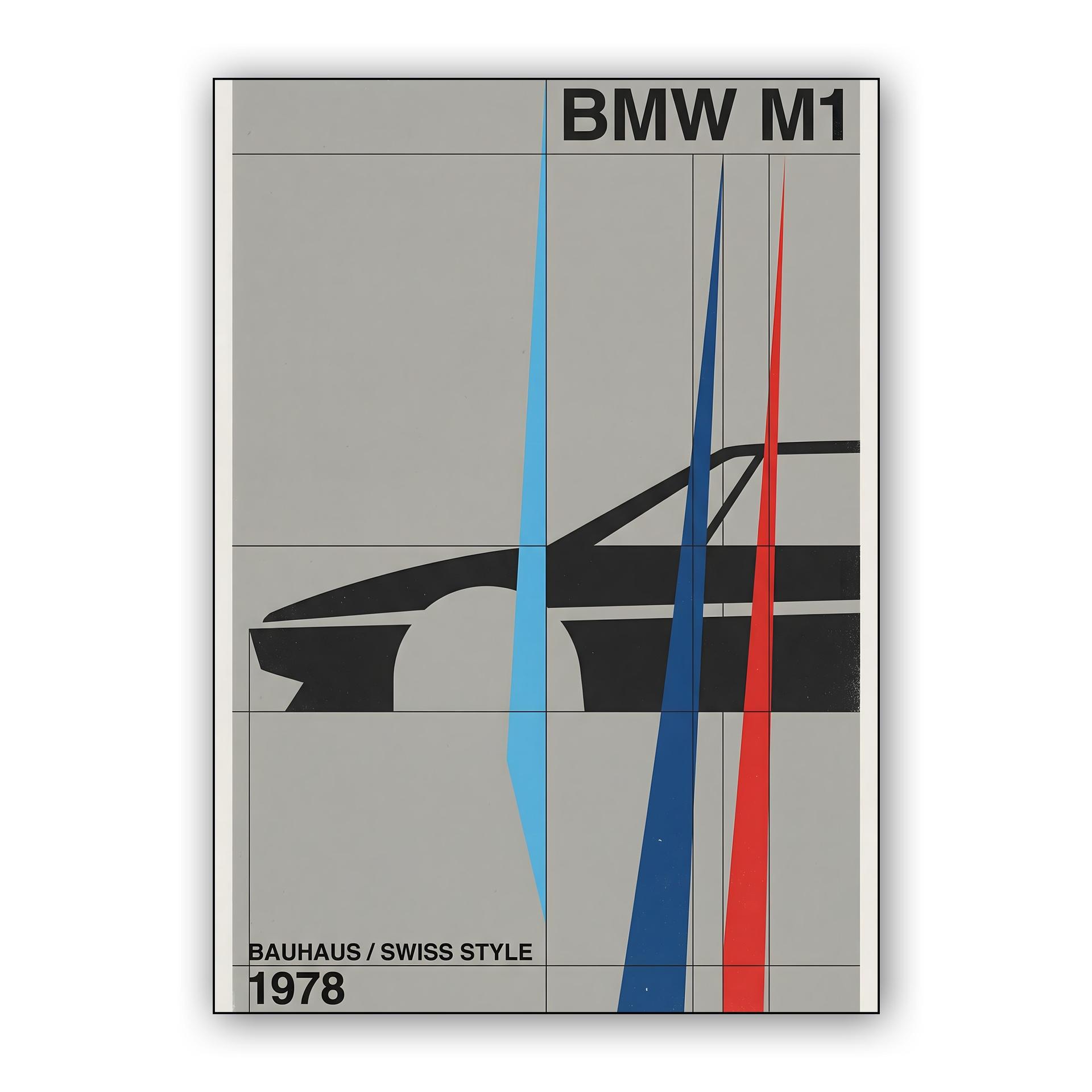 BMW M1 1978 Swiss Style Poster