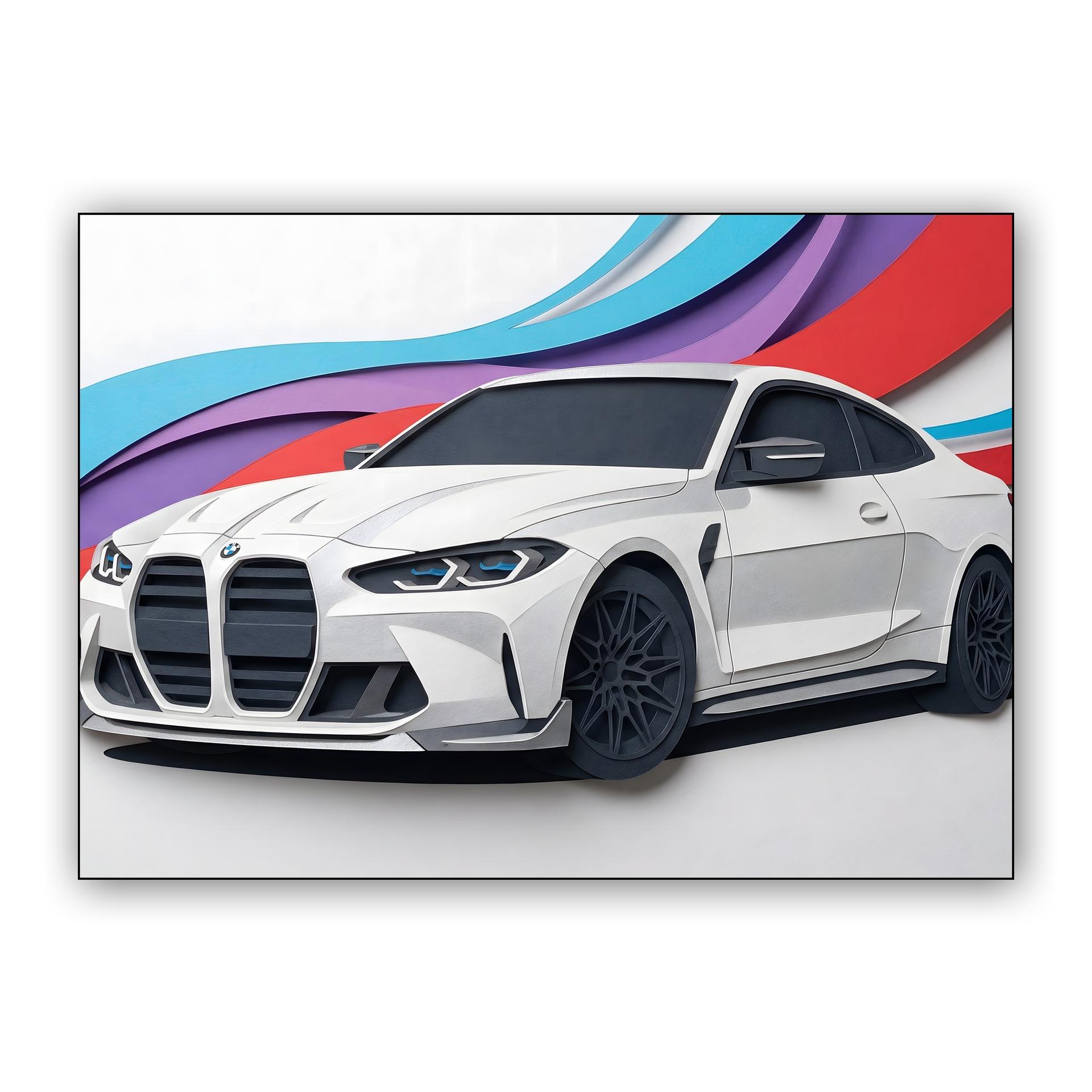 BMW M4 Paper Cutout Composition