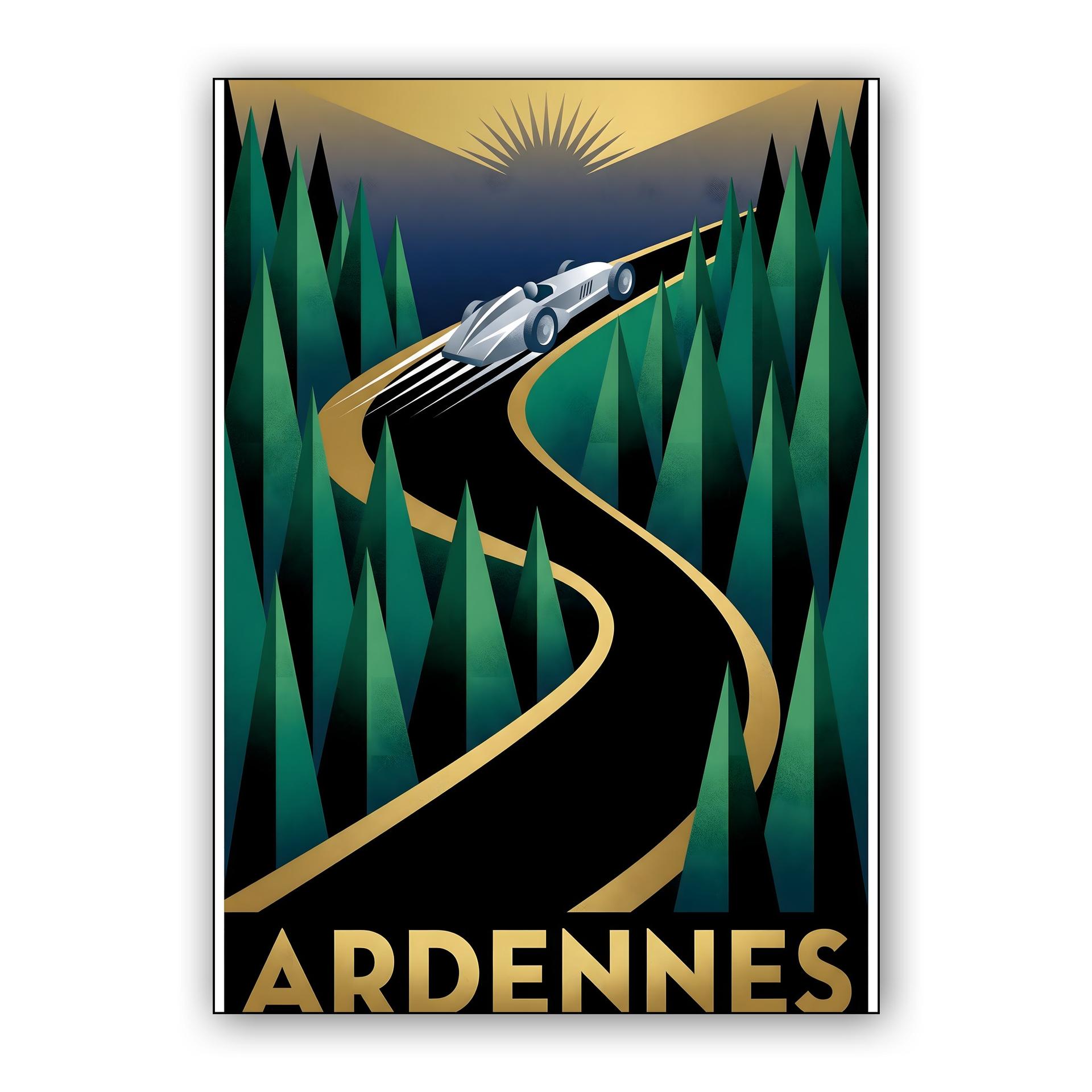 The Silver Arrow of the Ardennes: Vintage Racing Poster