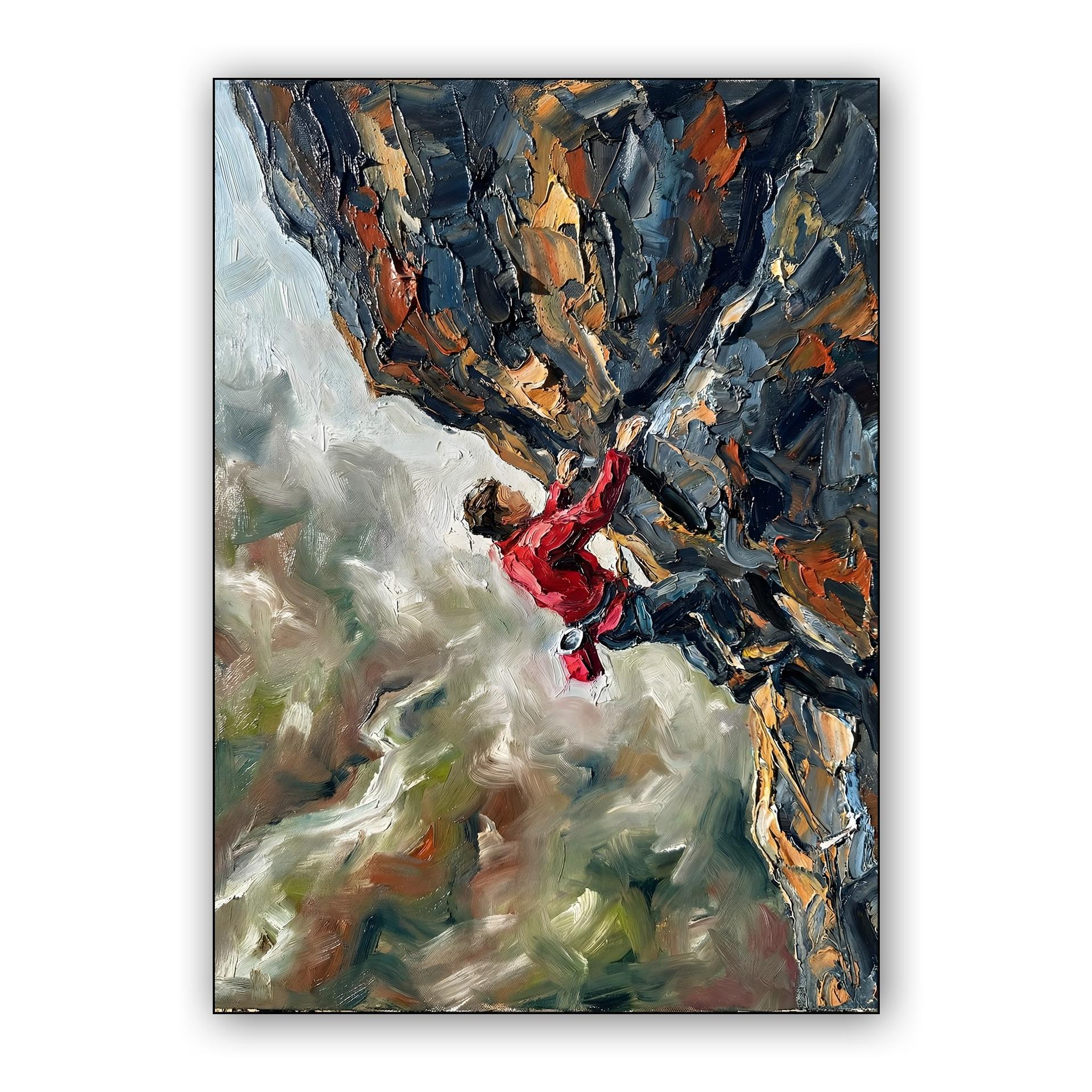 The Ascendant's Resolve: Impasto Rock Climbing