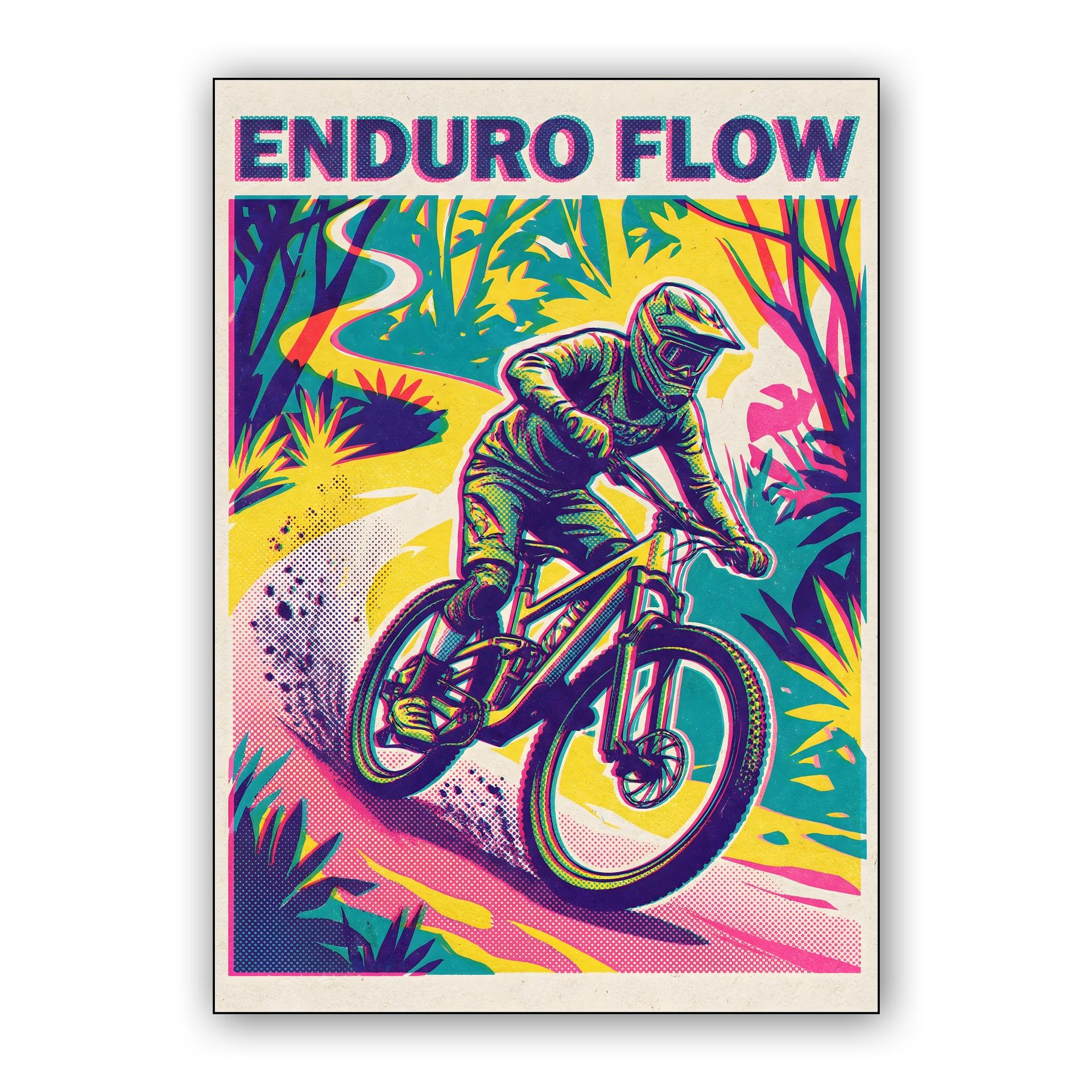 Enduro Flow: Vibrant Mountain Biking Graphic Illustration