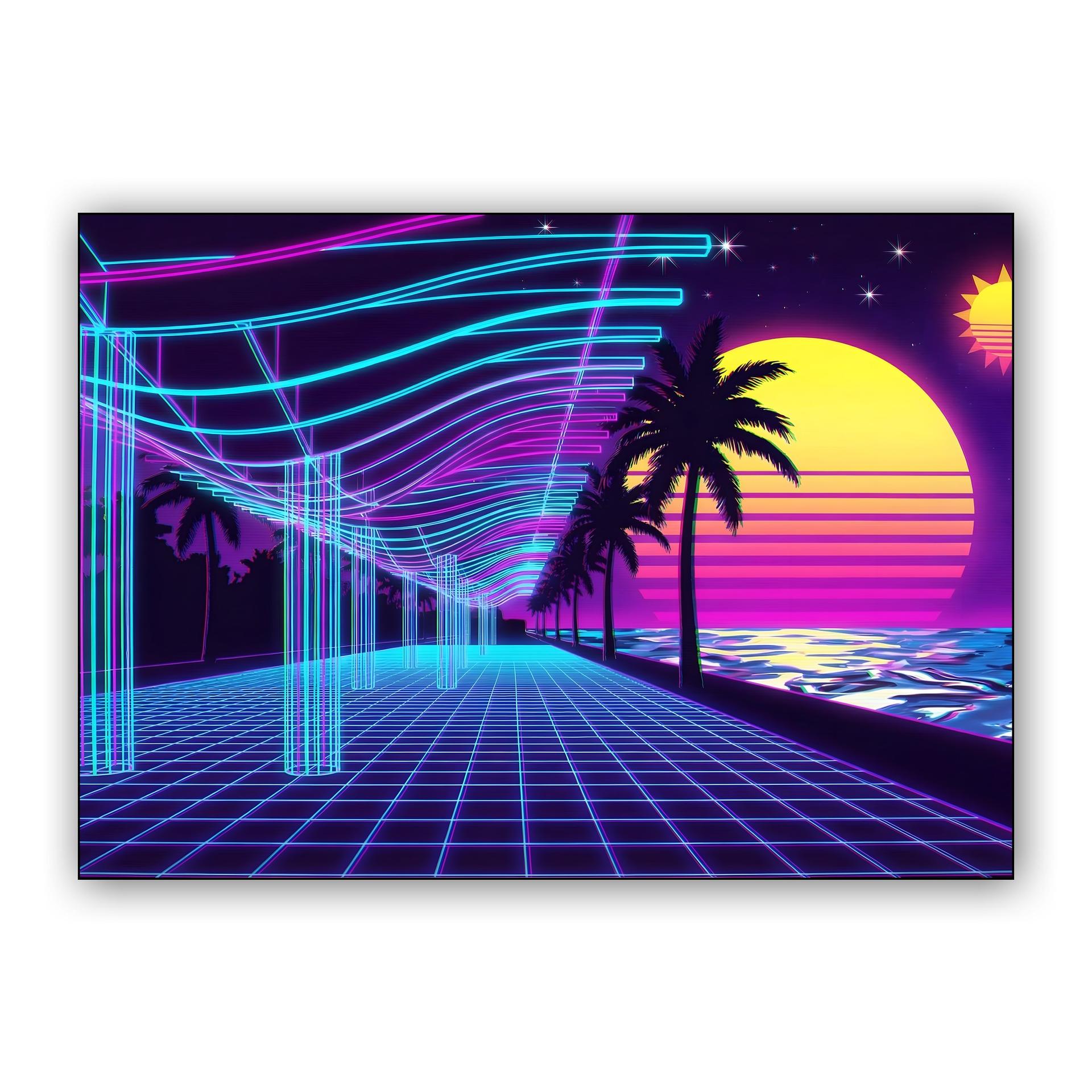 Neon Dream: Málaga Port Synthwave Sunset