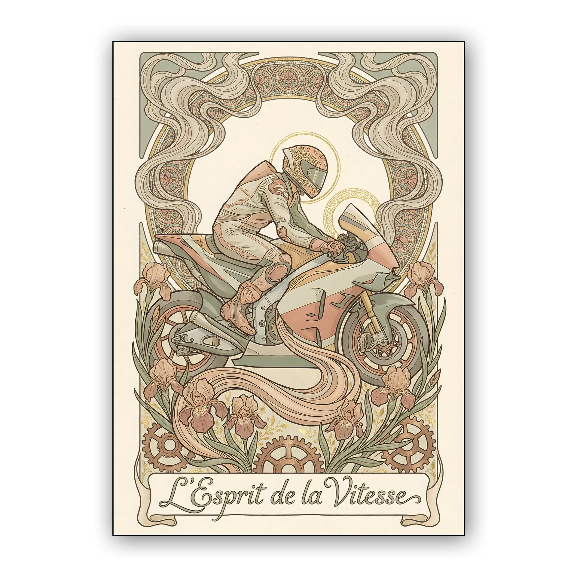 L'Esprit de la Vitesse: Art Nouveau Sportbike Racing Poster