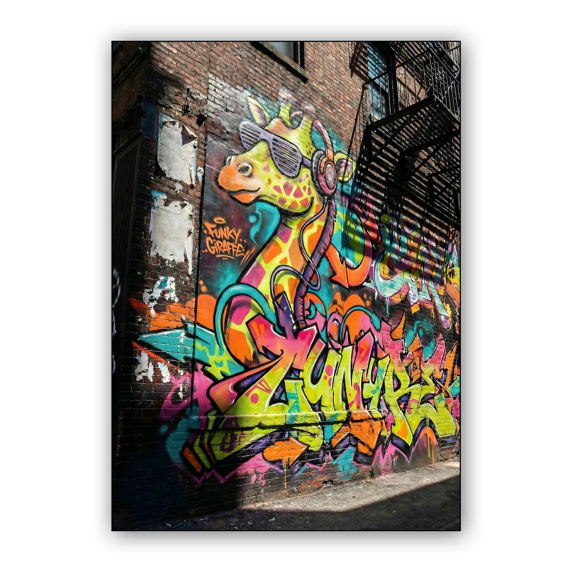 Funky Giraffe Street Art Mural