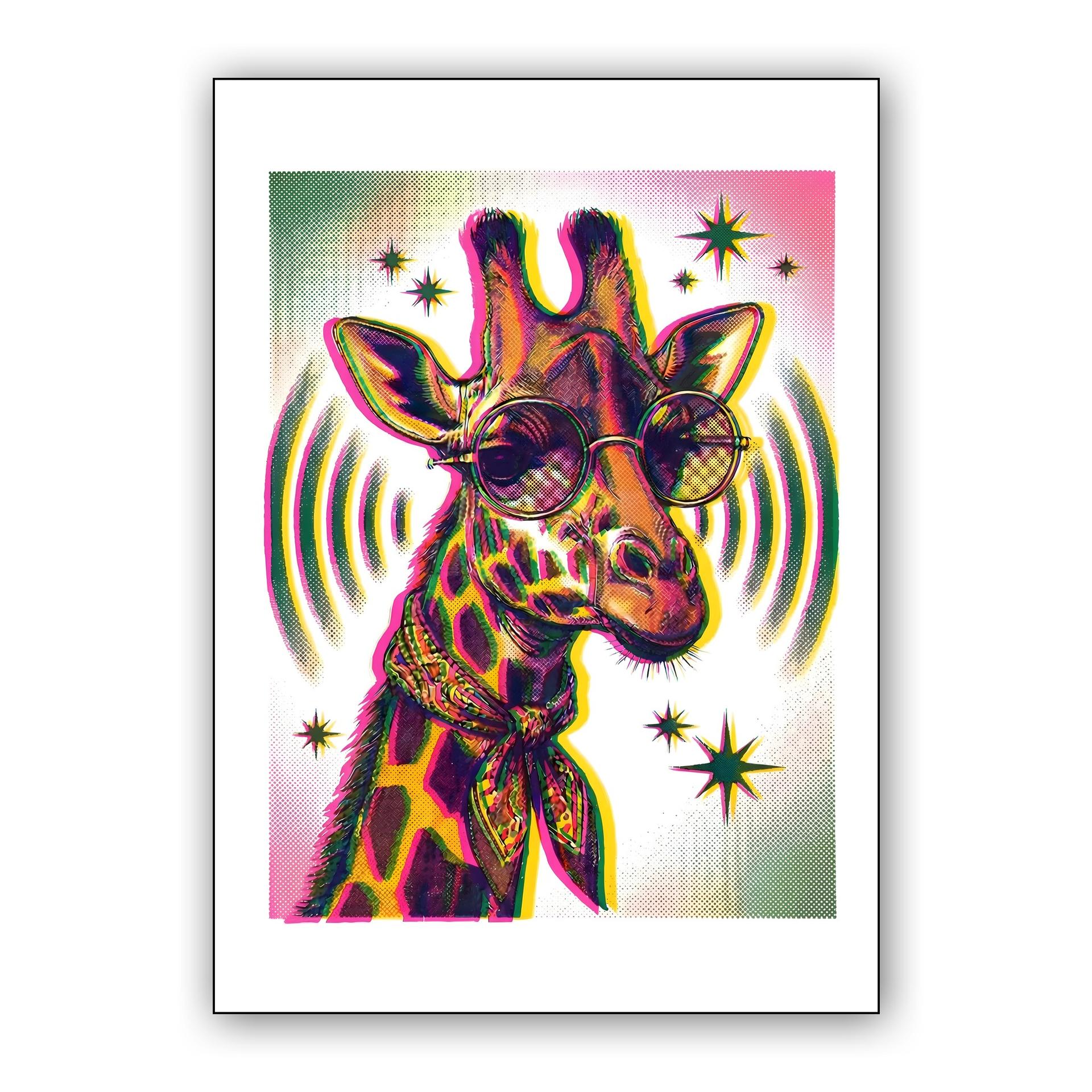 Groovy Neon Giraffe with Sunglasses