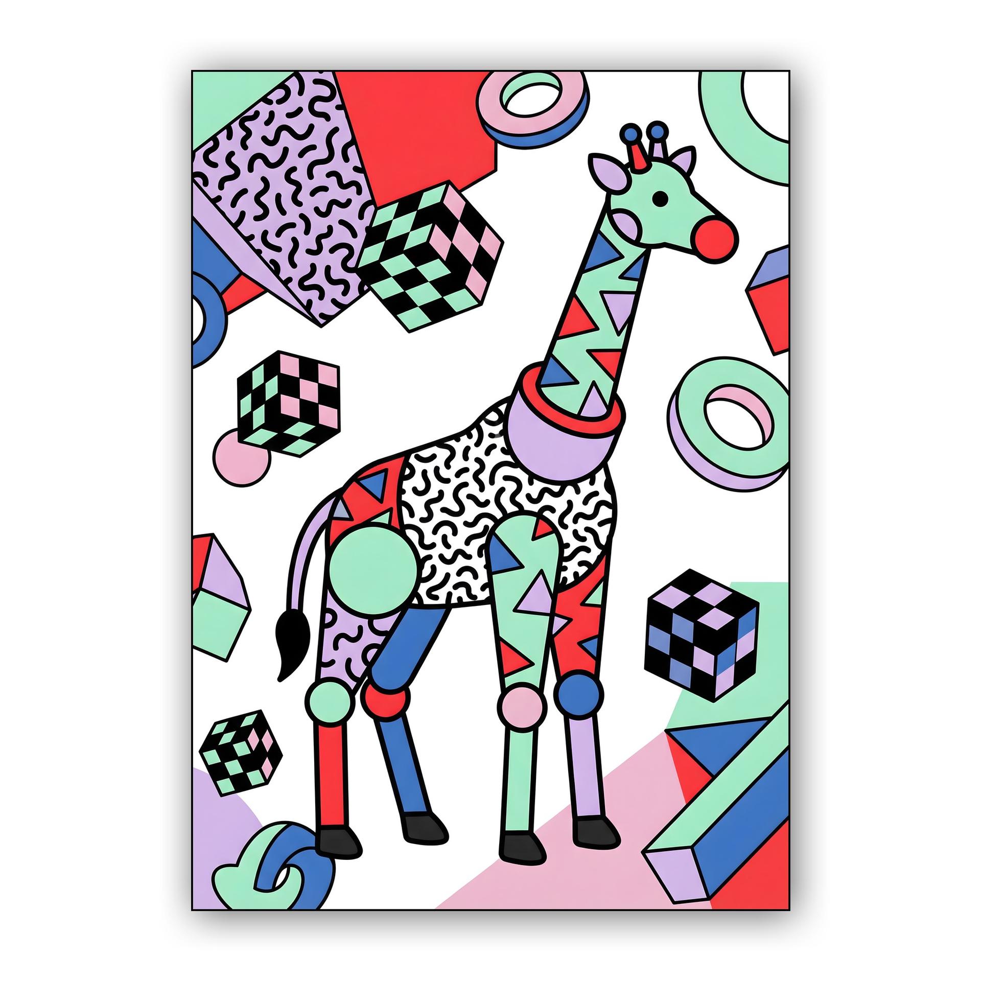 Geometric Safari: The Memphis Design Giraffe