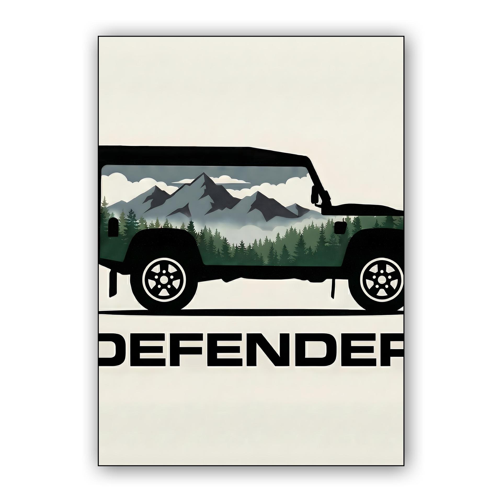 Land Rover Defender 90 Mountain Double Exposure Silhouette