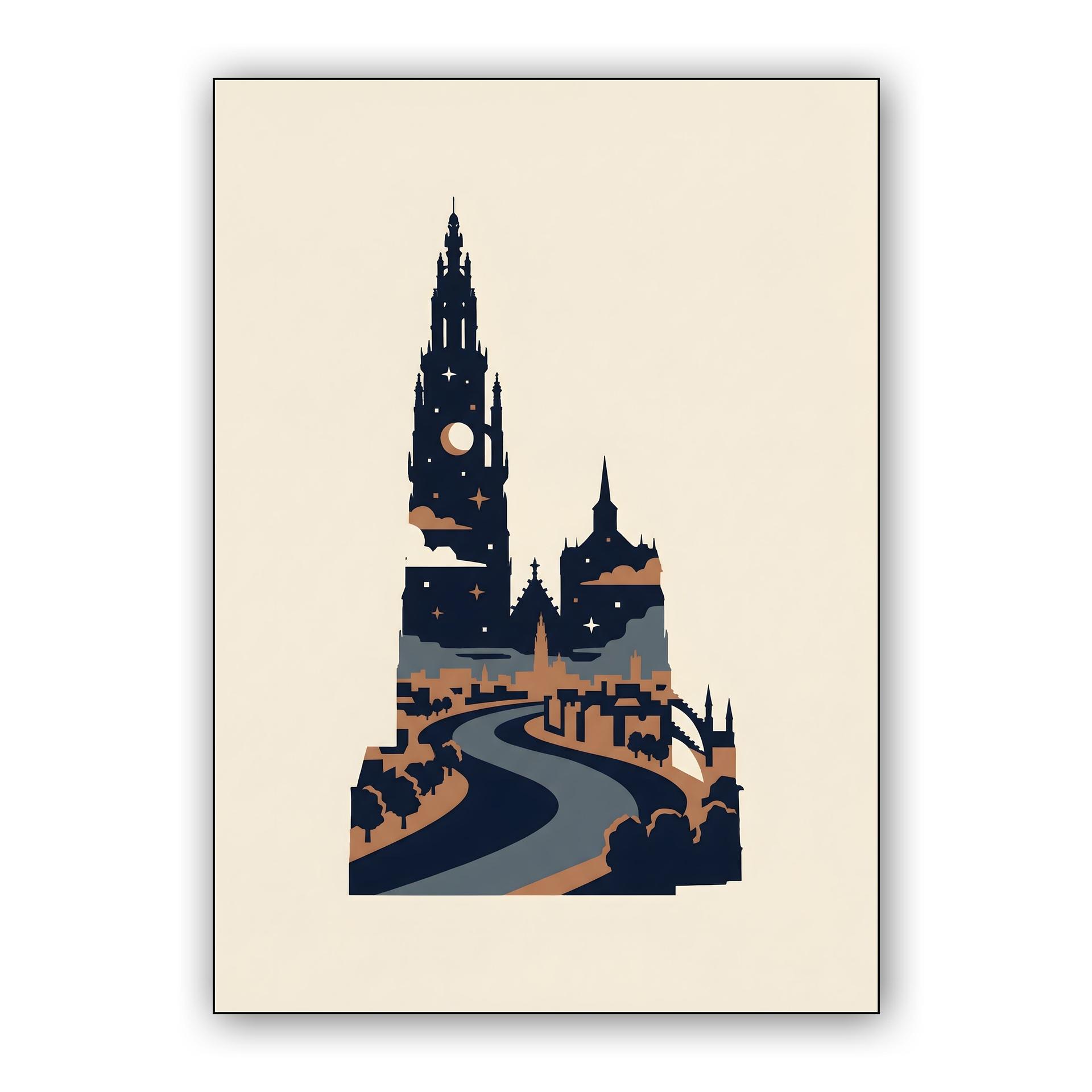 Antwerp Cathedral Starry Silhouette