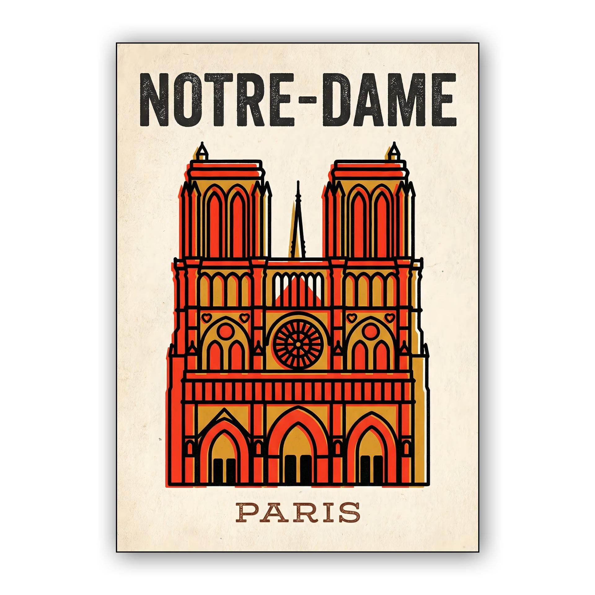 Notre-Dame Paris Retro Graphic Poster