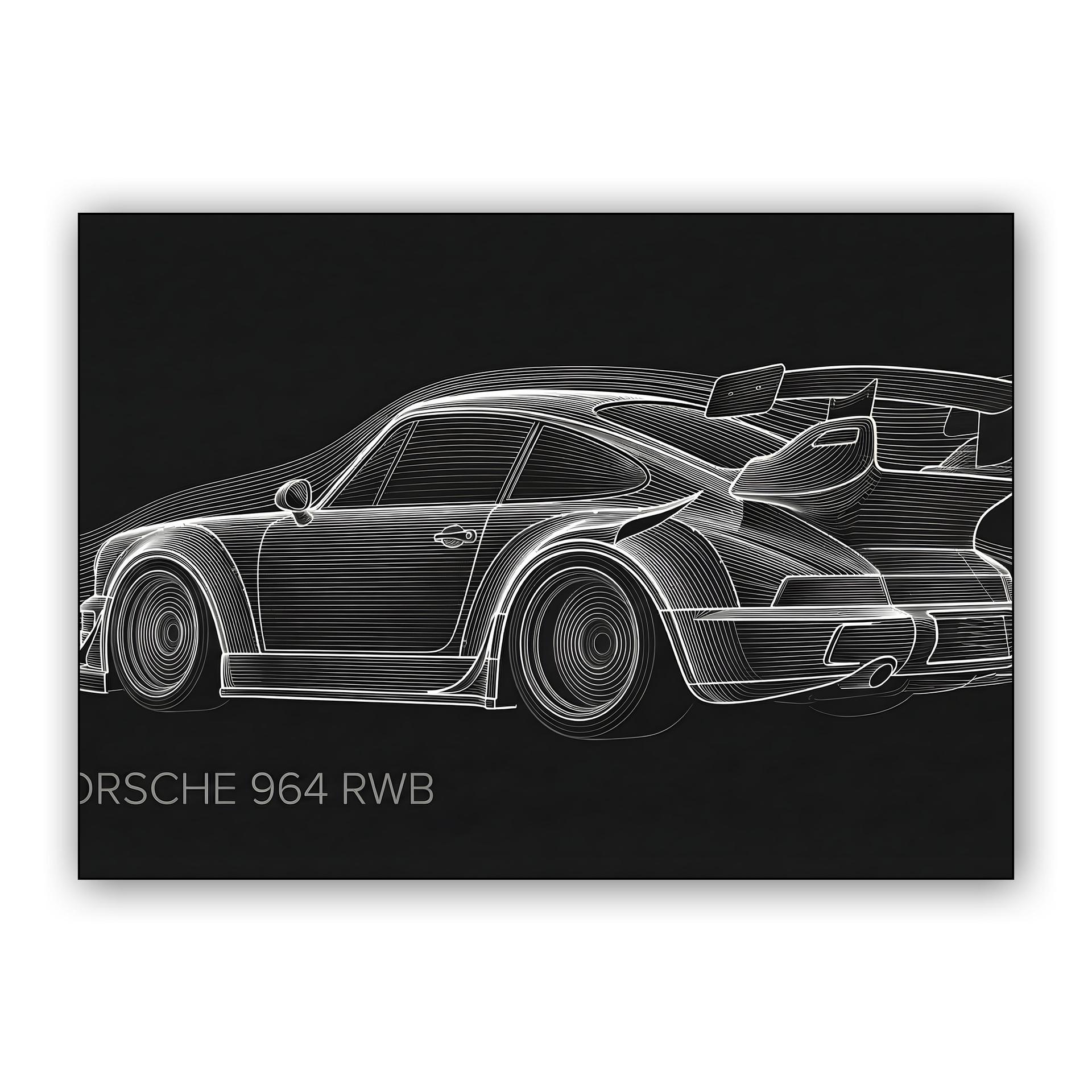 Porsche 964 RWB: Aerodynamic Flow Line Art