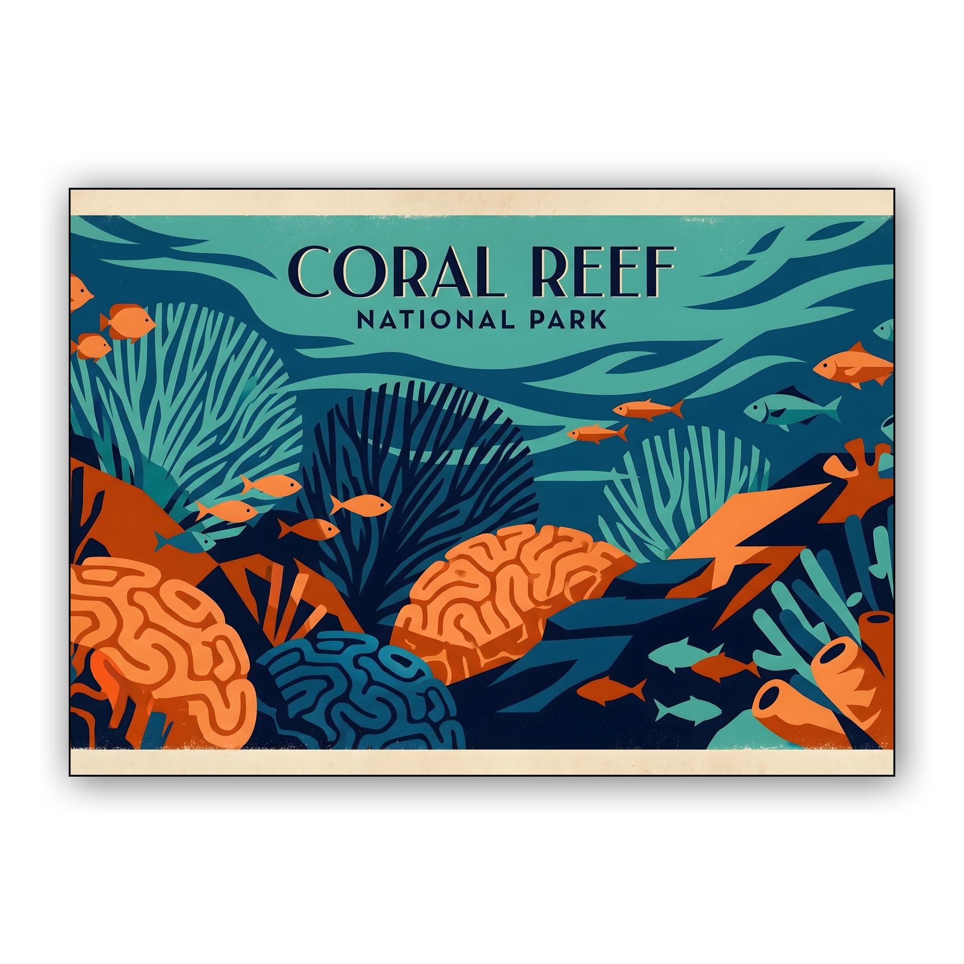 Coral Reef National Park Vintage Travel Poster