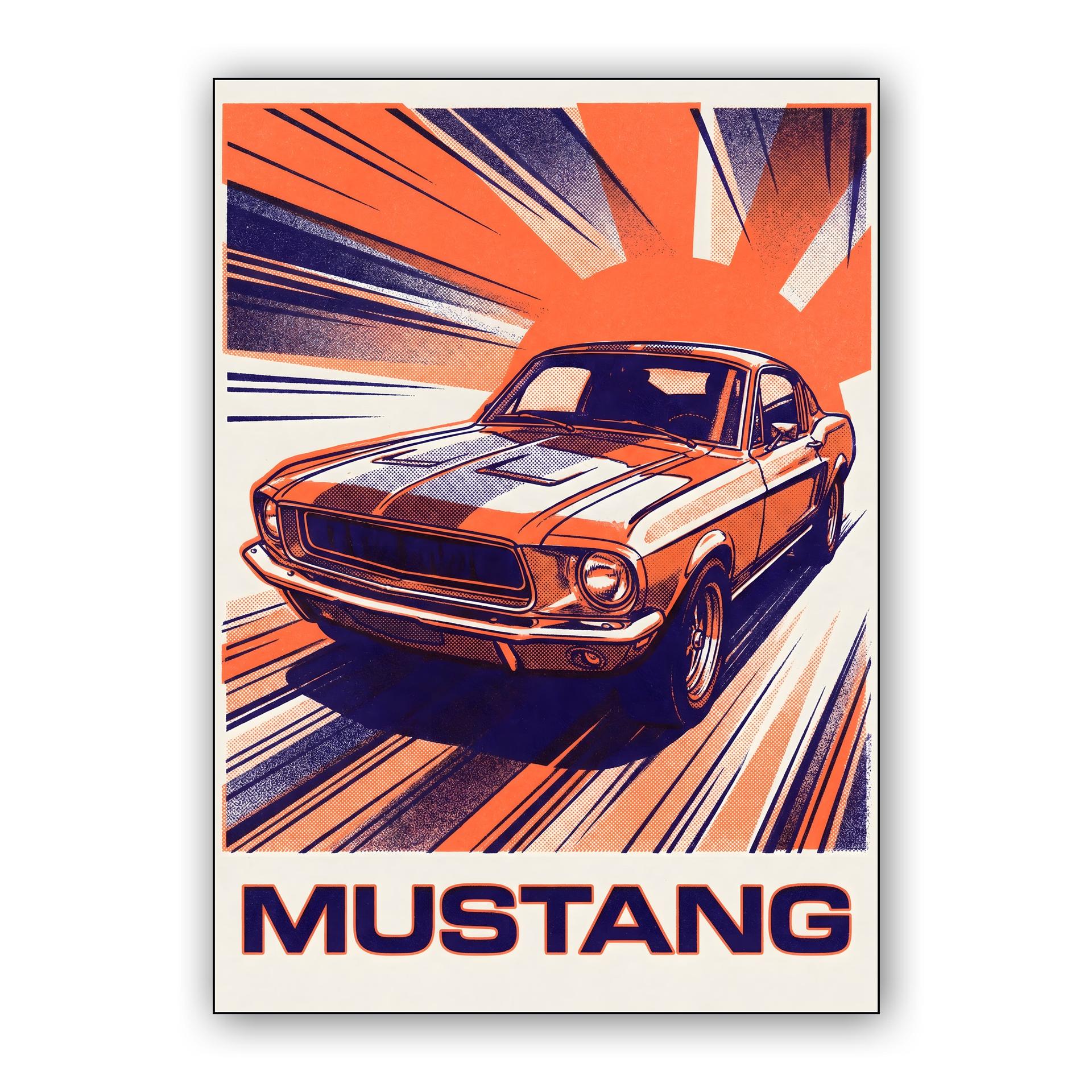 Ford Mustang Vintage Speed Motion Illustration