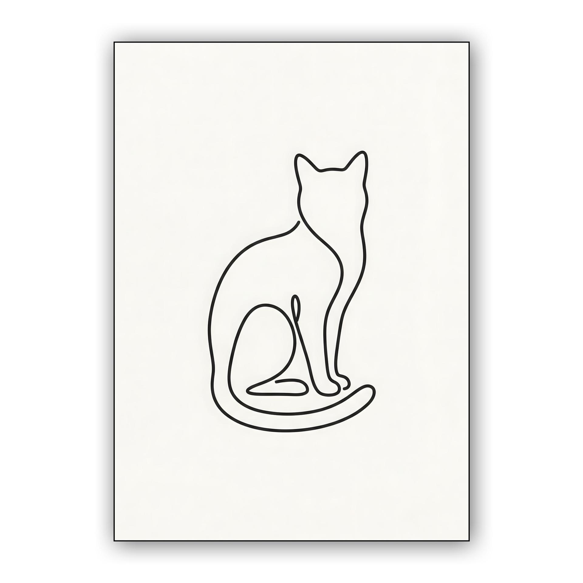 Minimalist Feline Continuous Line Art