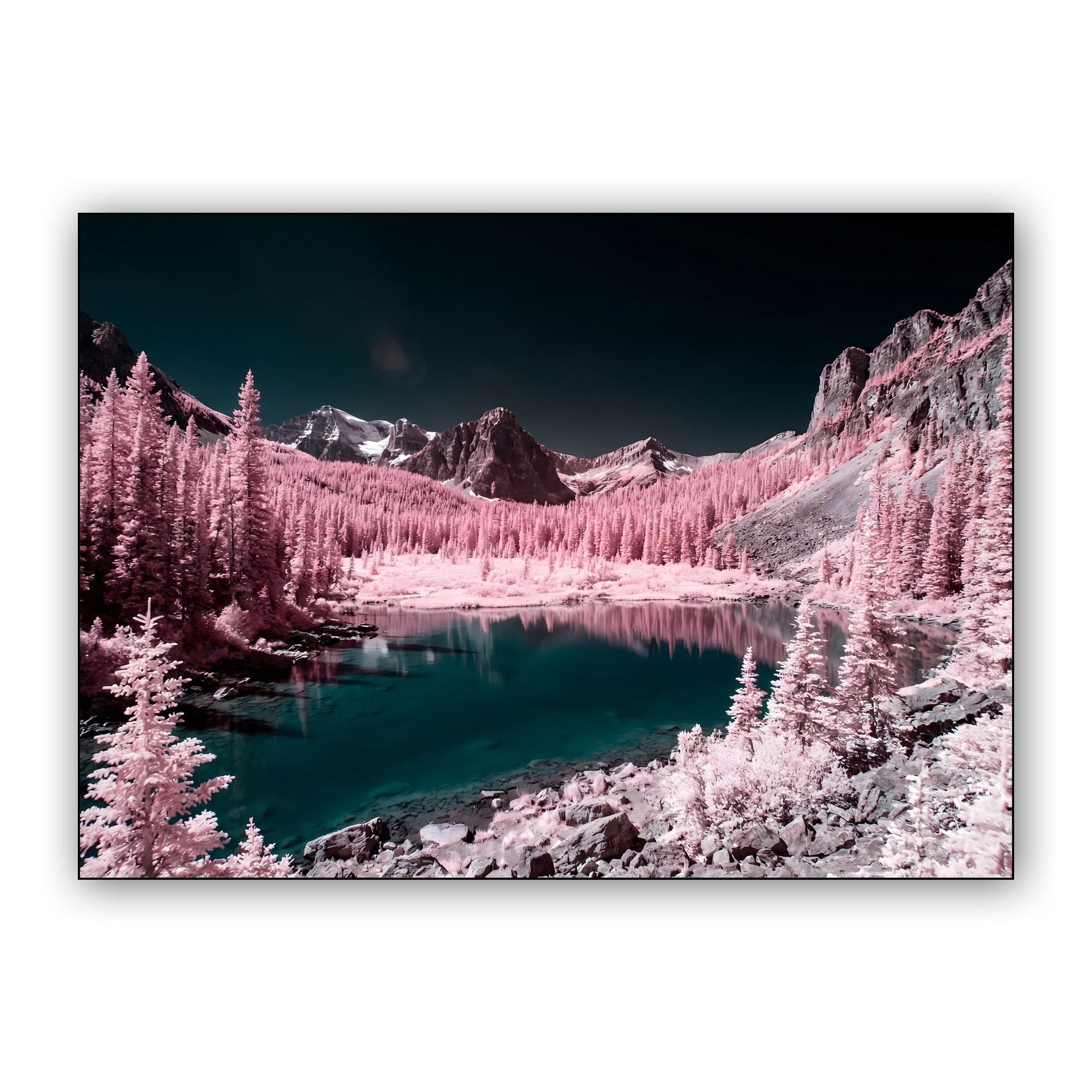 Infrared Canadian Rockies Lake Landscape