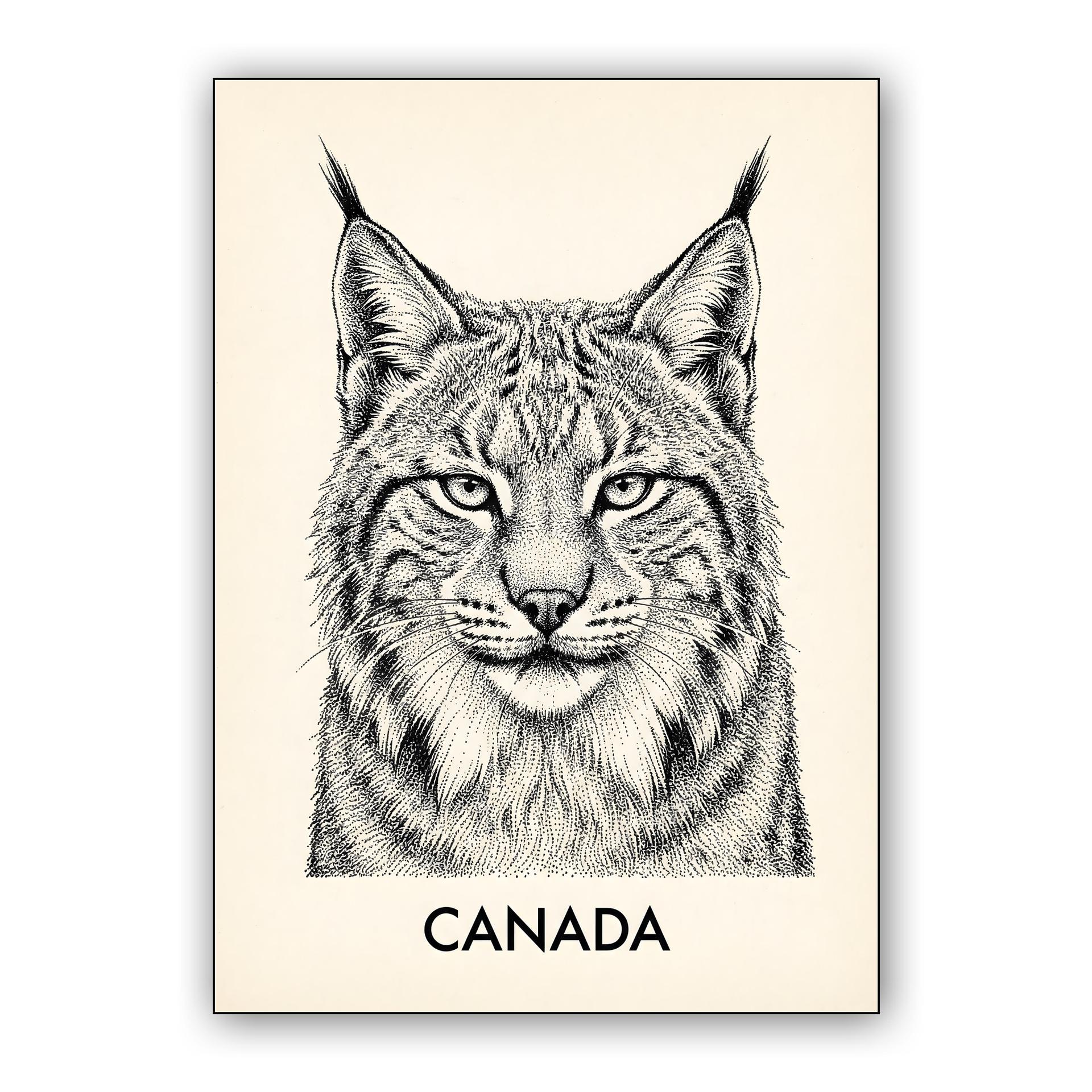 Canadian Lynx Stippling Illustration