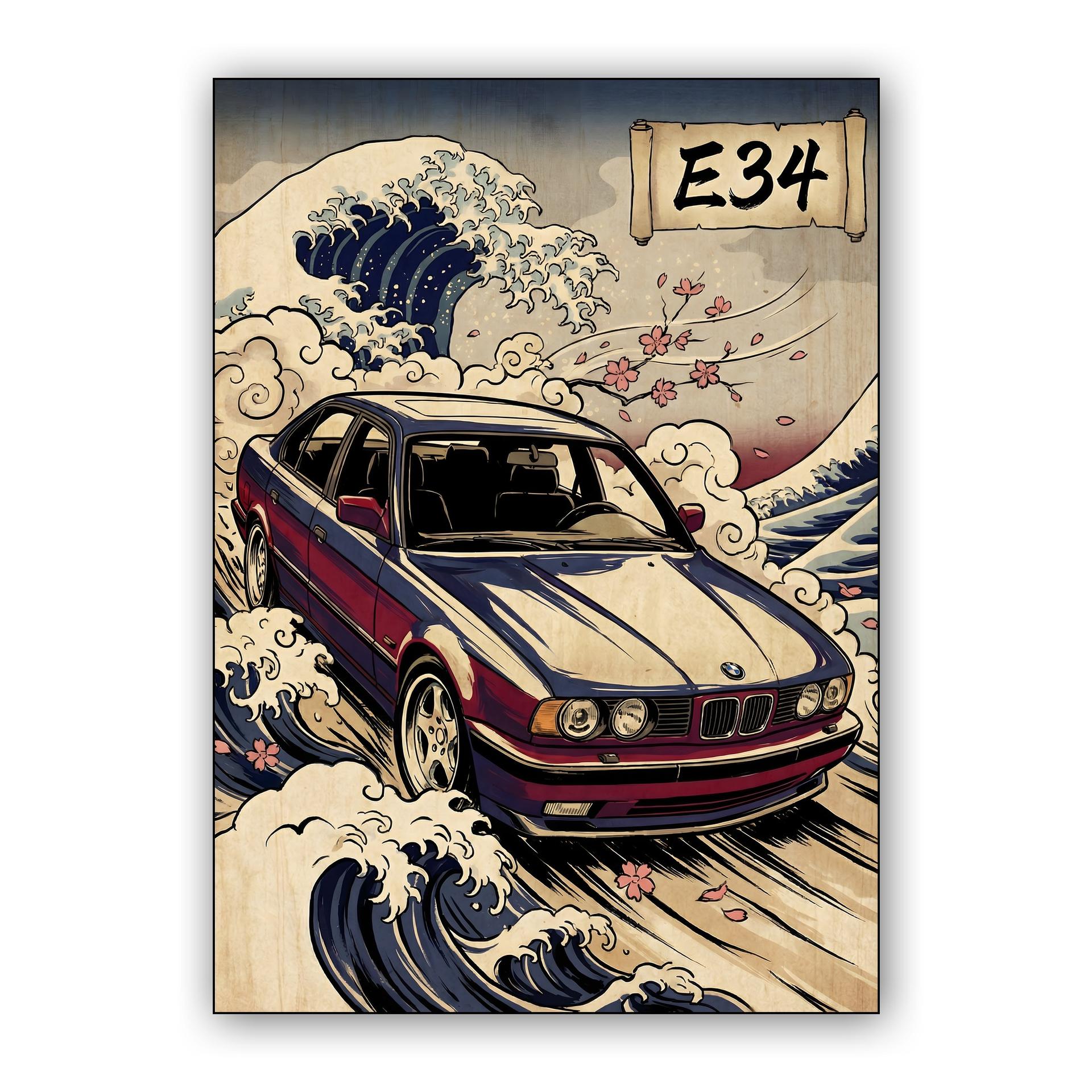 The Great Wave of E34: Japanese Art BMW Tribute
