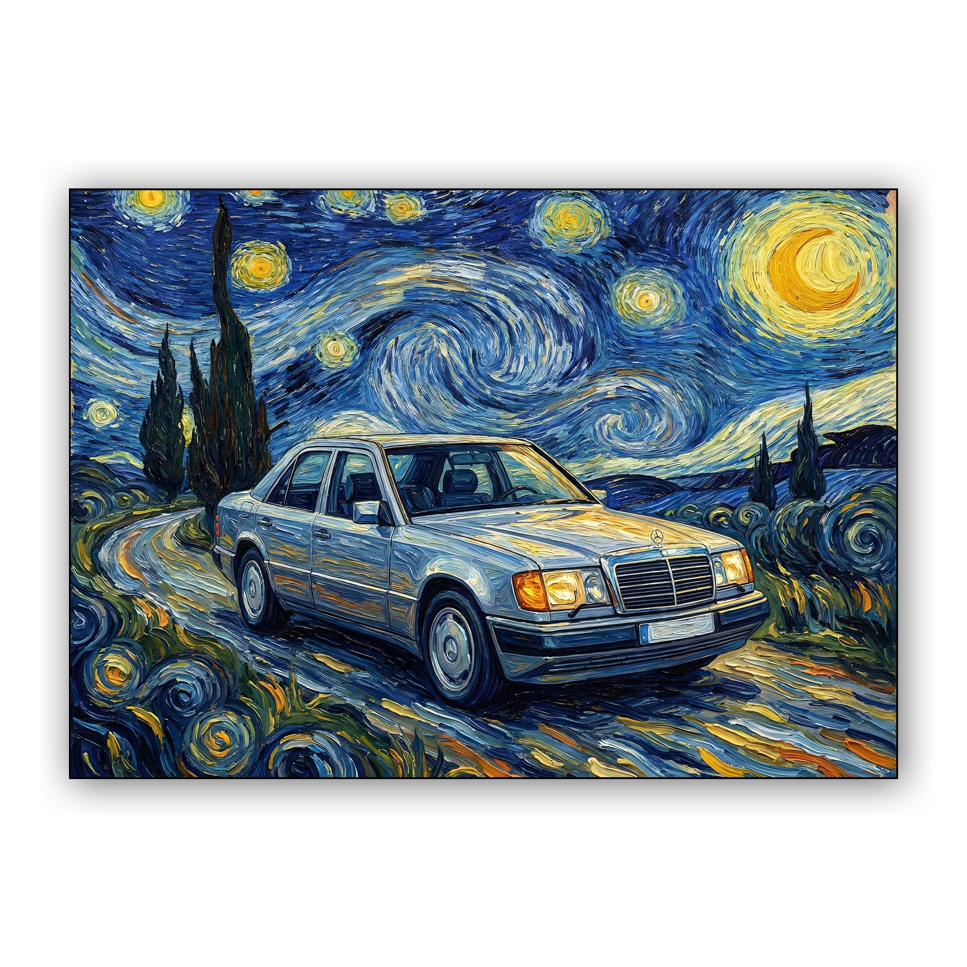 Starry Night Drive: Mercedes W124 Van Gogh Edition