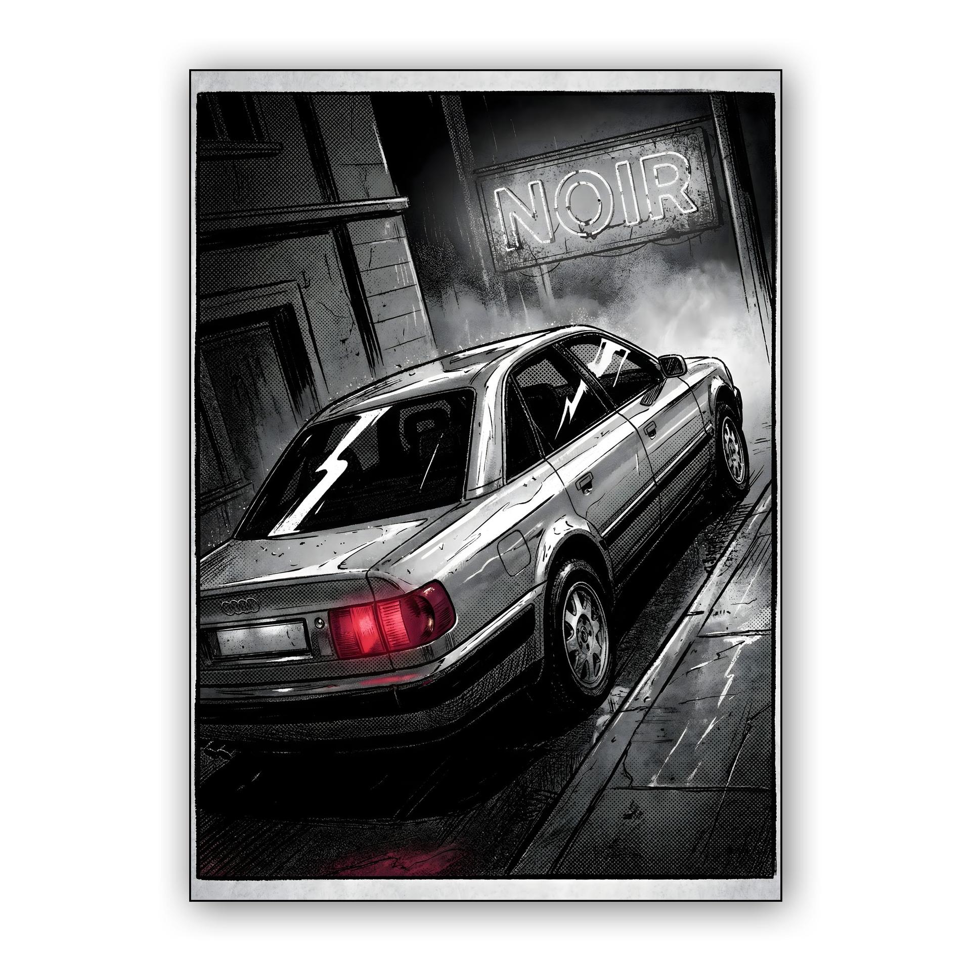 Audi 100 Noir: Gritty Urban Comic Art