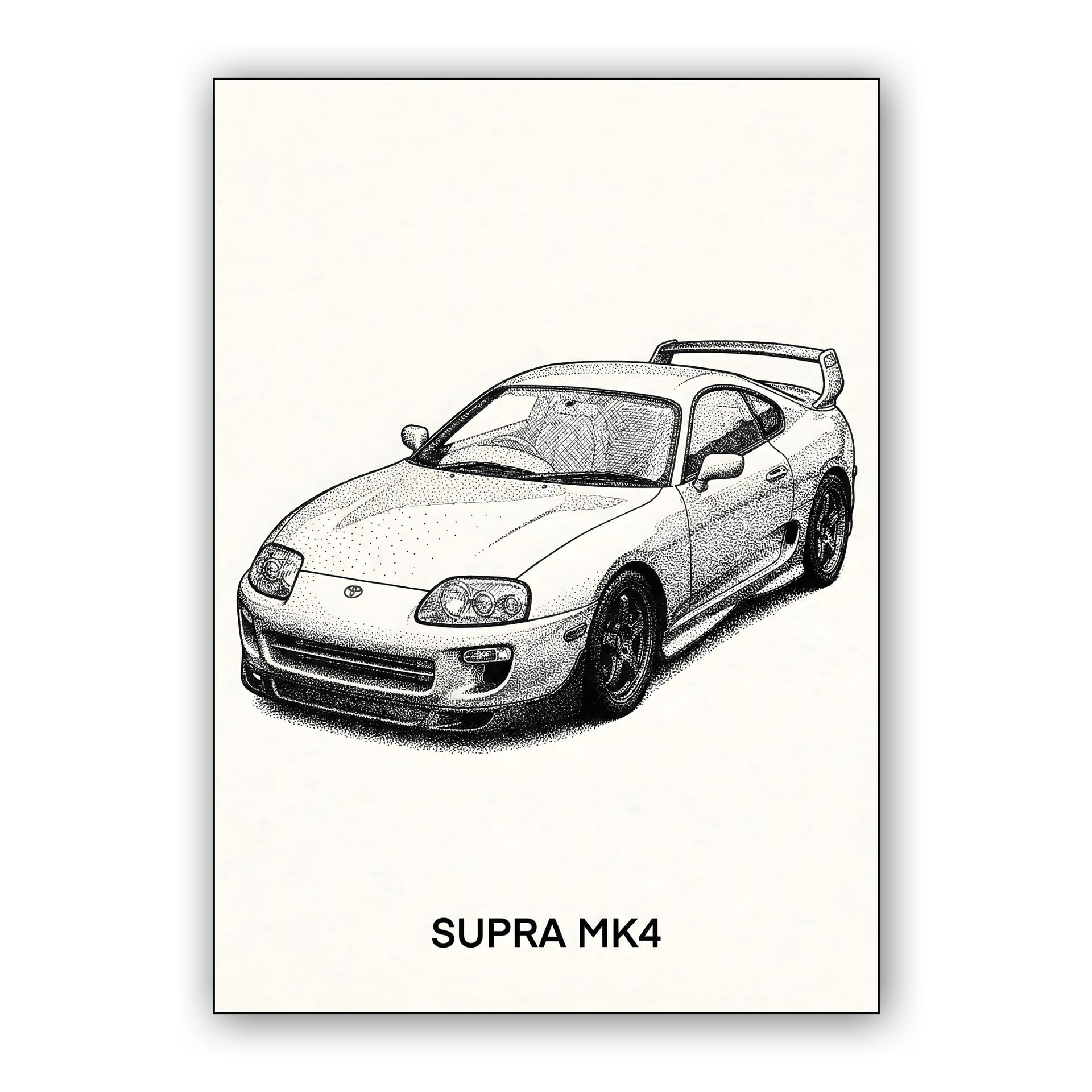 Toyota Supra MK4 Stippling Illustration