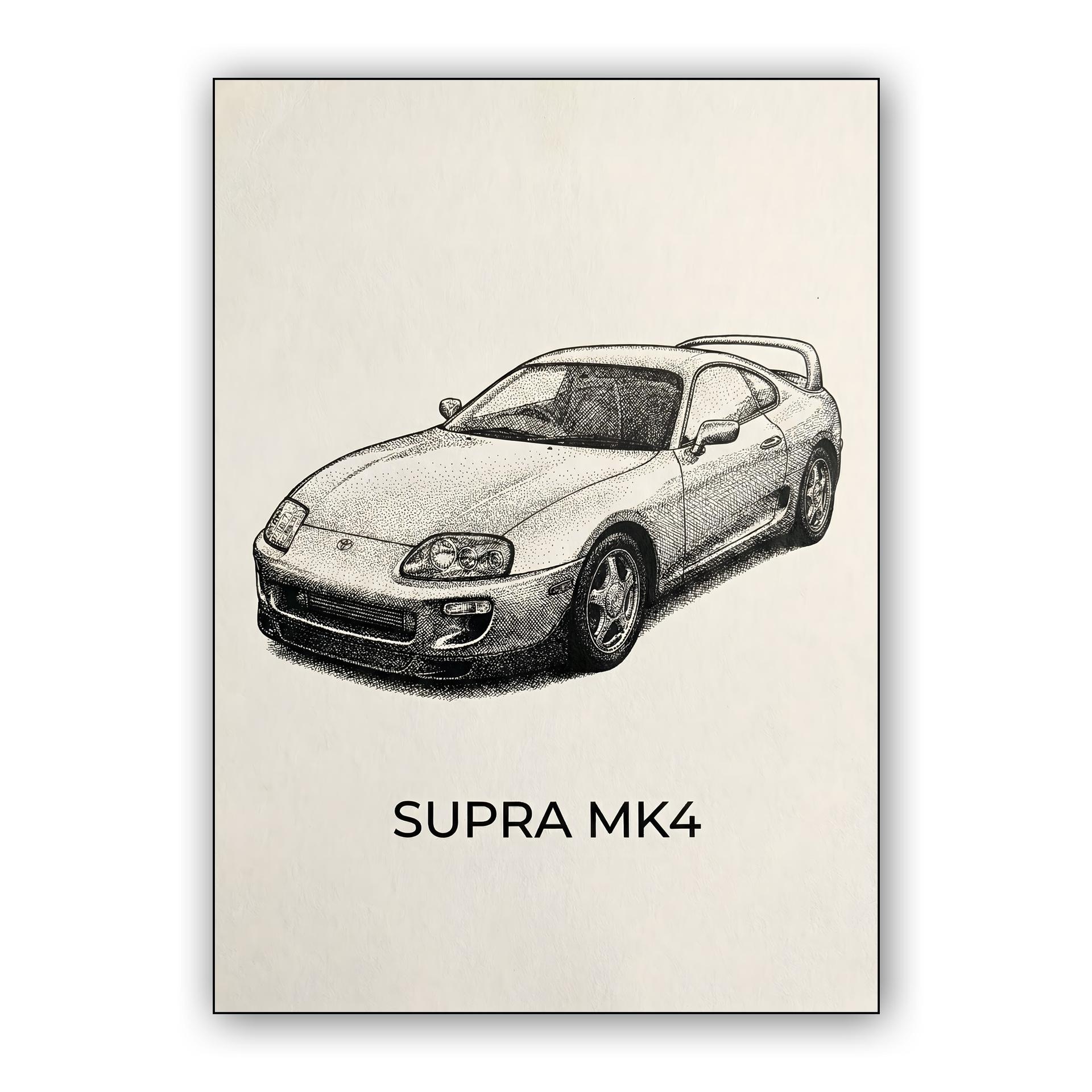 Toyota Supra MK4 Stippling Illustration