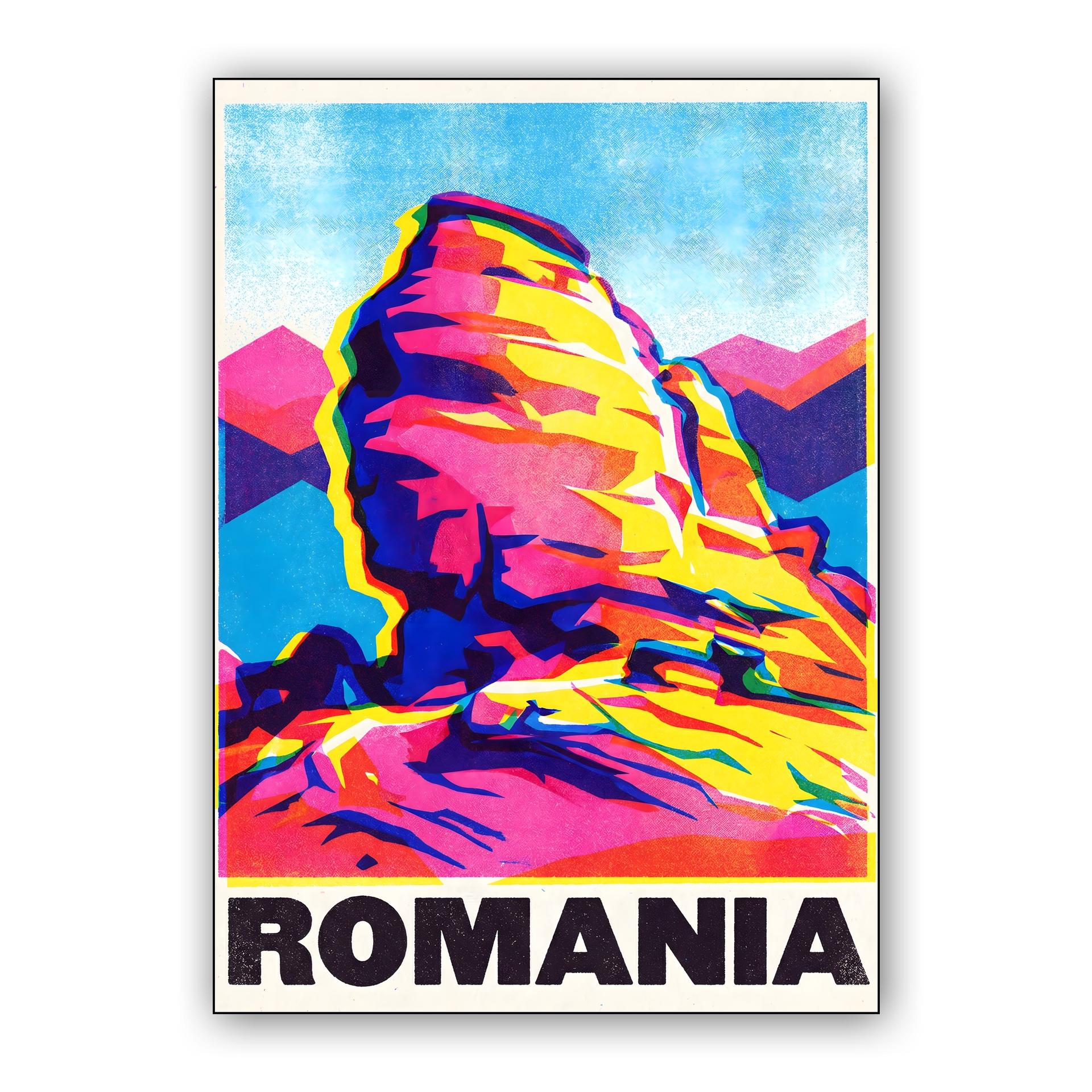 Pop Art Bucegi Sphinx: Romania Travel Poster
