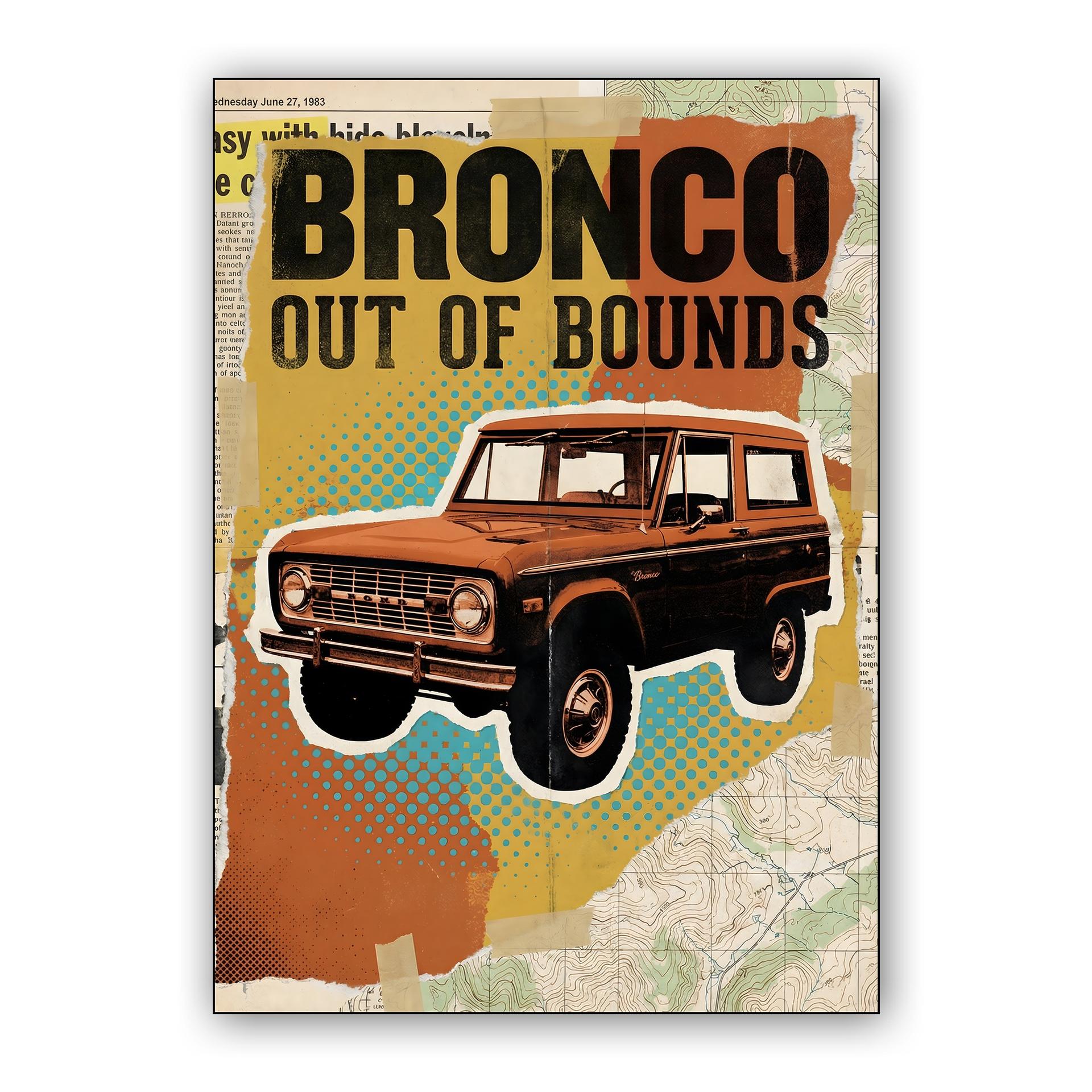 Bronco Out of Bounds Vintage Collage