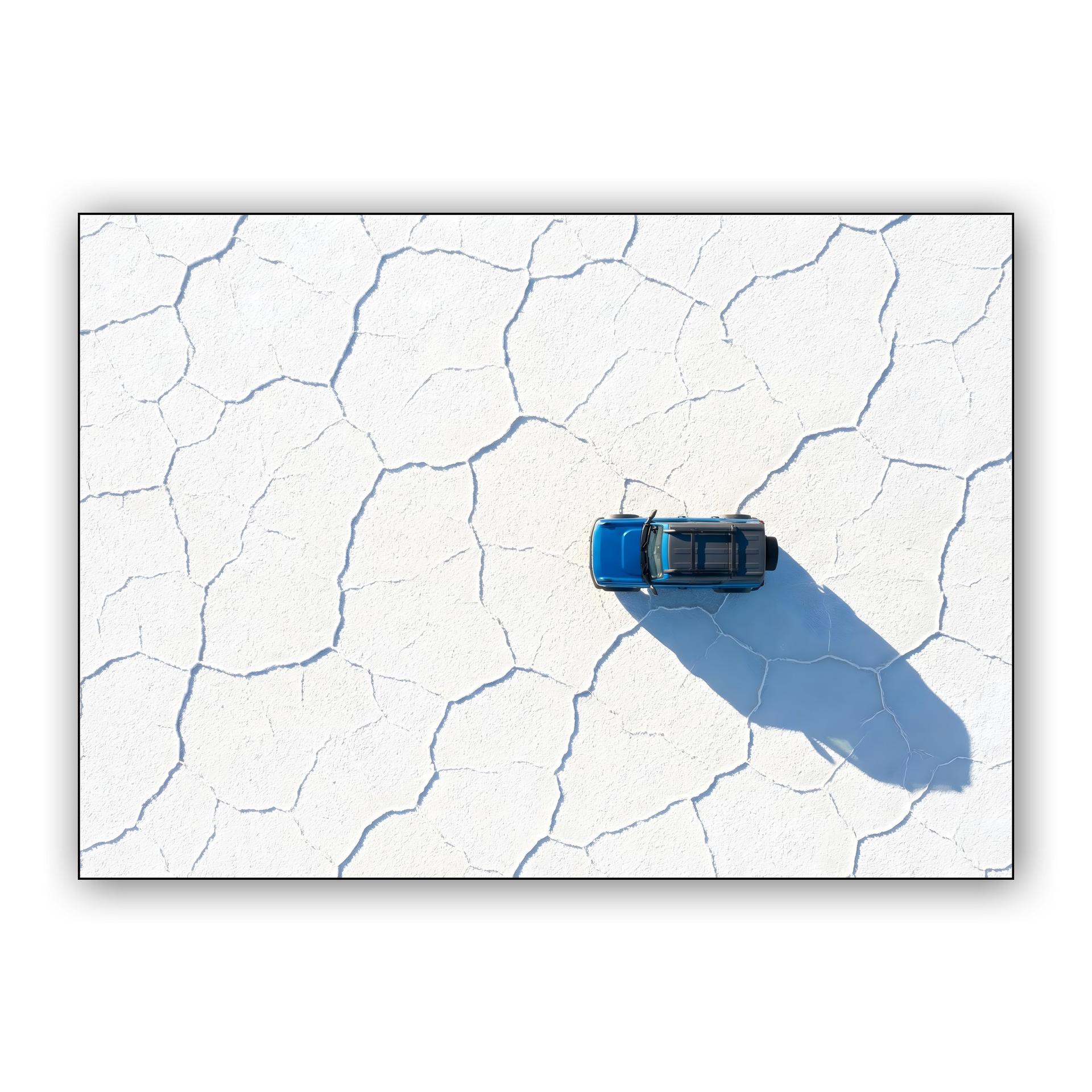 Blue Bronco: Salt Flat Aerial Perspective