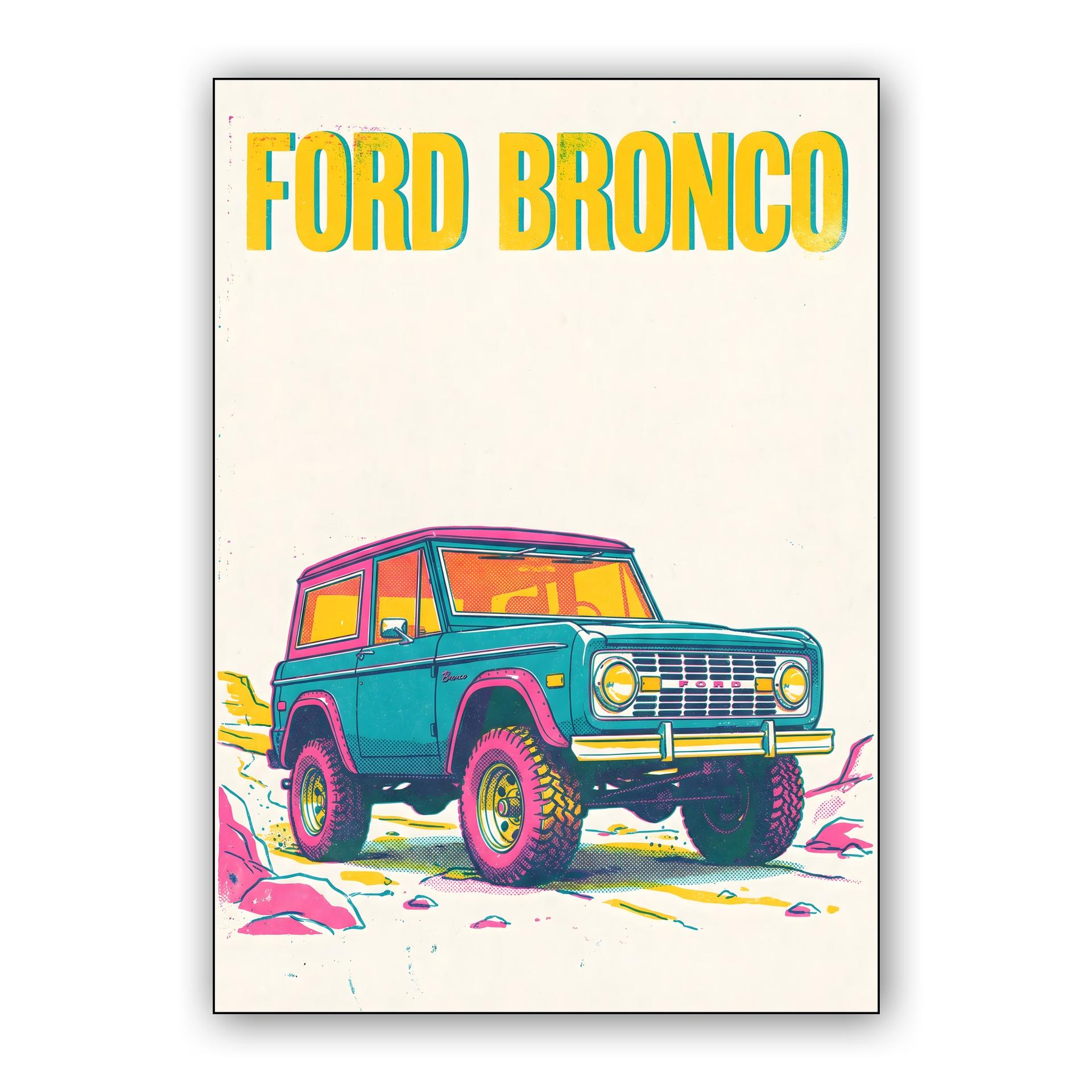 Vibrant Vintage Ford Bronco Pop Art Poster