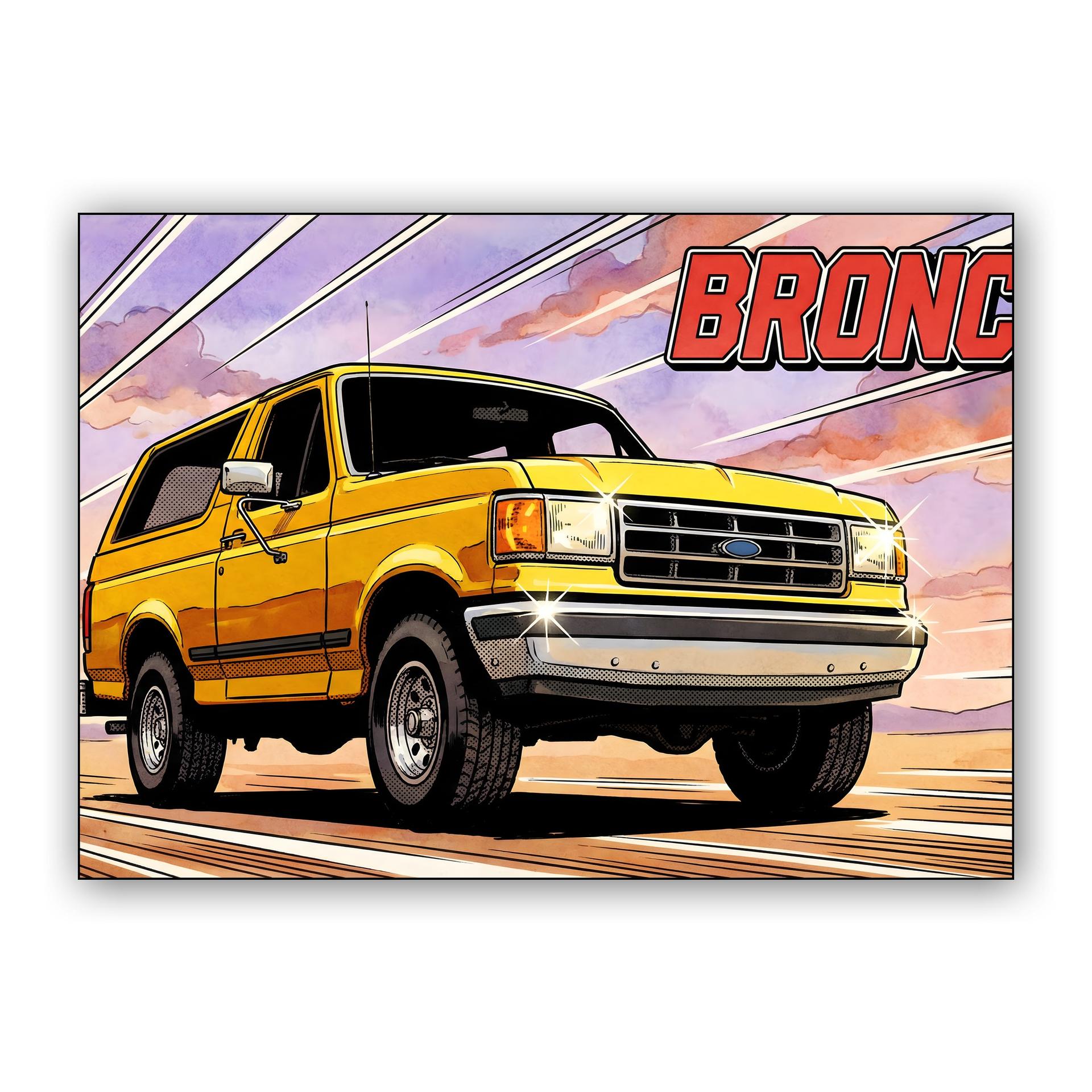 High-Speed Retro: Yellow Bronco Comic Art