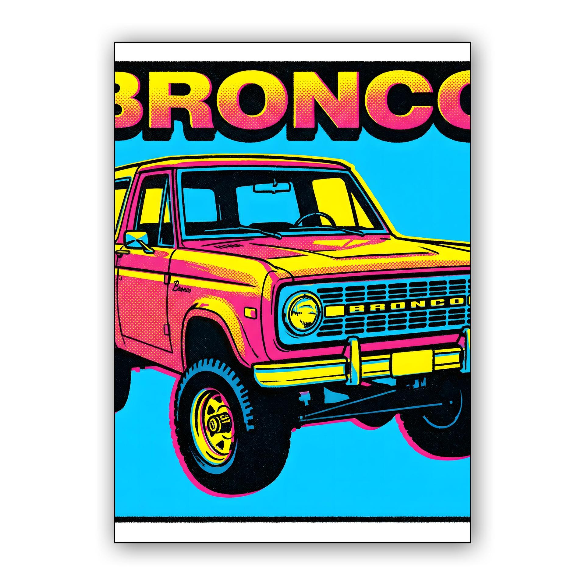 Vibrant Retro Pink Ford Bronco Illustration
