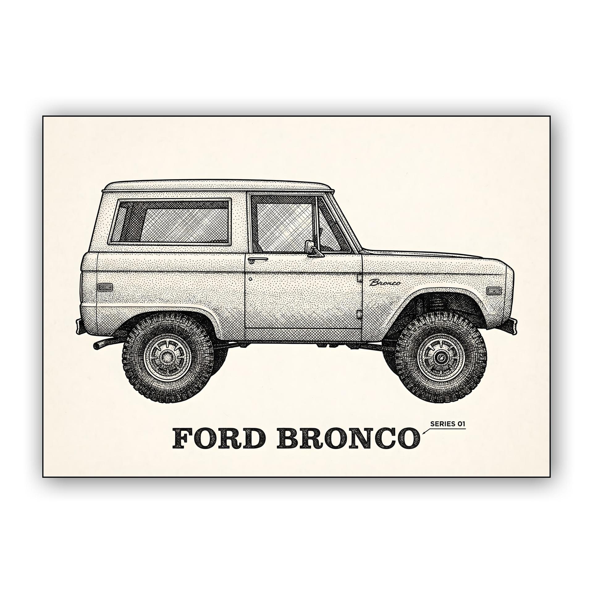 Ford Bronco Series 01 Stippled Technical Art