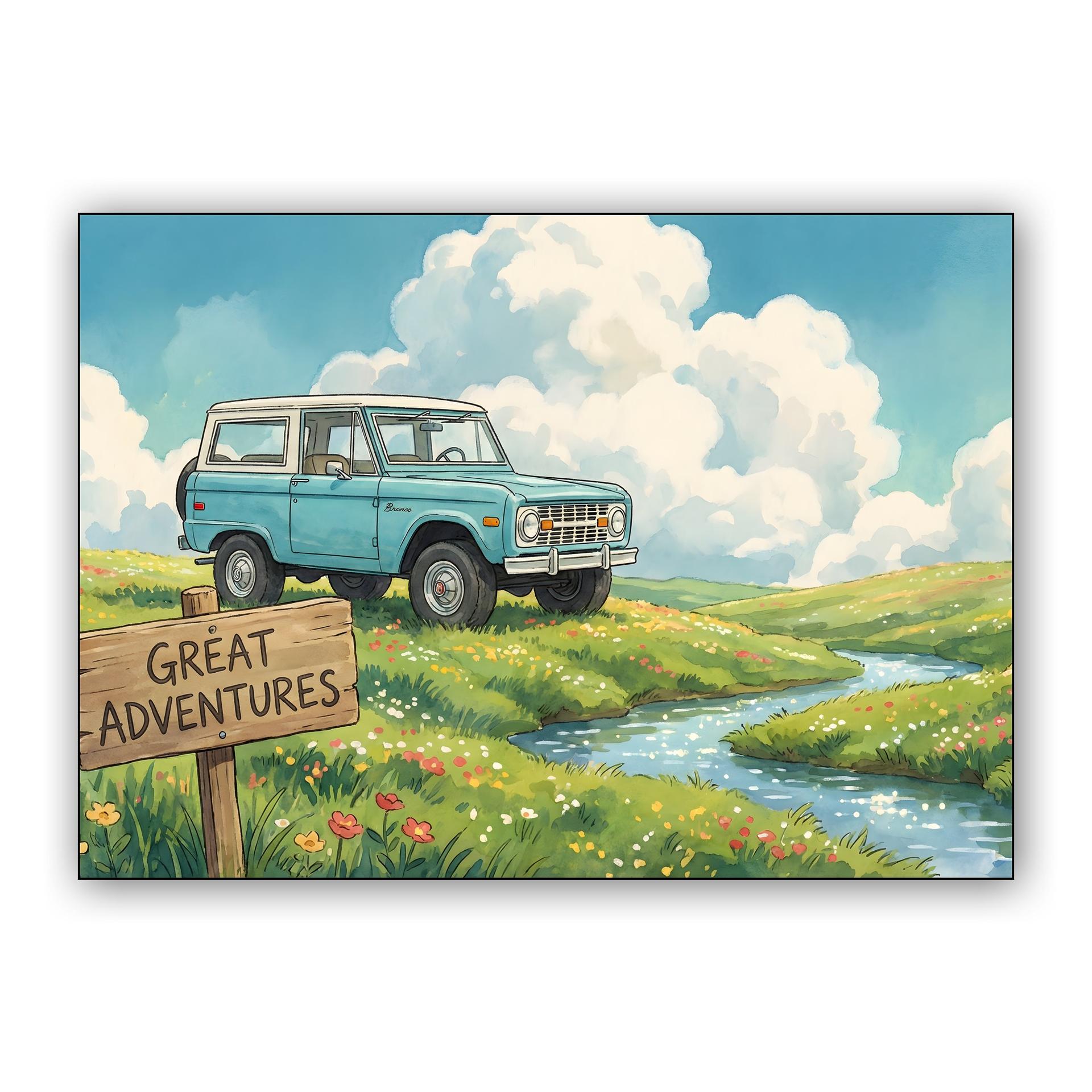 Great Adventures: Whimsical Ford Bronco in the Meadow